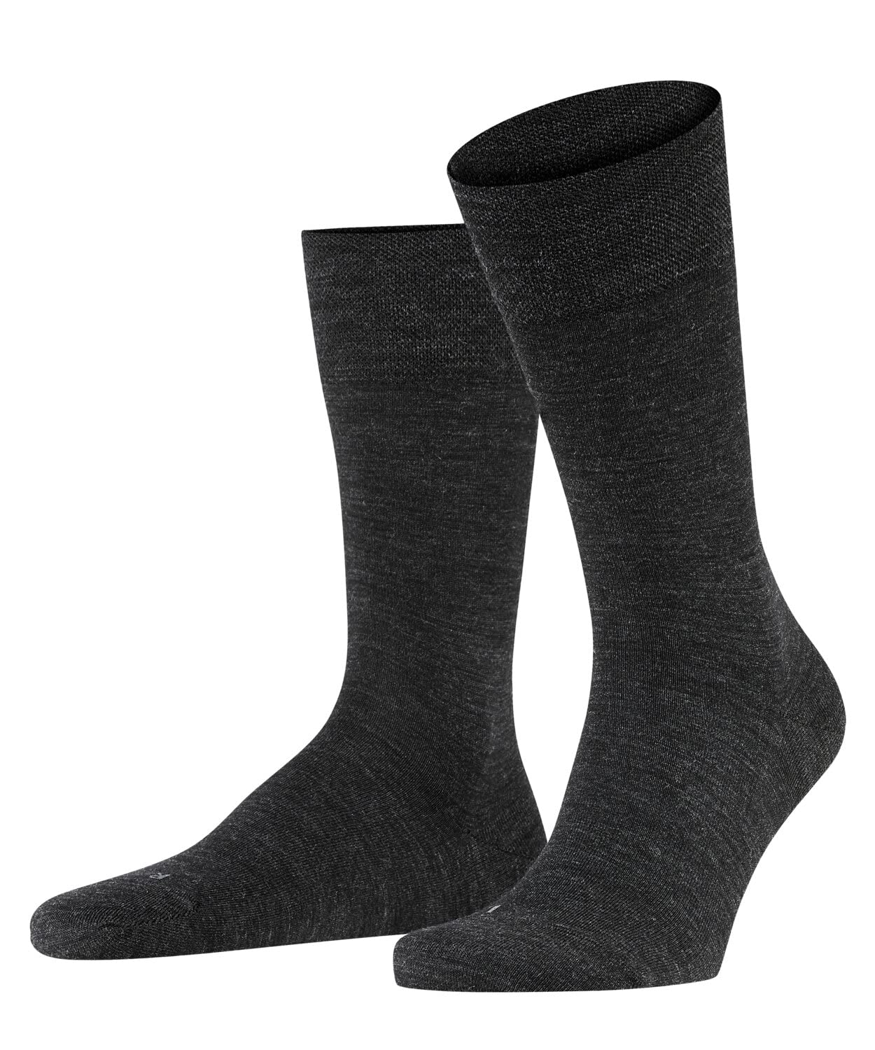 Falke Men's Grey Anthracite Melange 3080 Sensitive Berlin M So Wool Cotton With Soft Tops 1 Pair Socks, 5.5-8