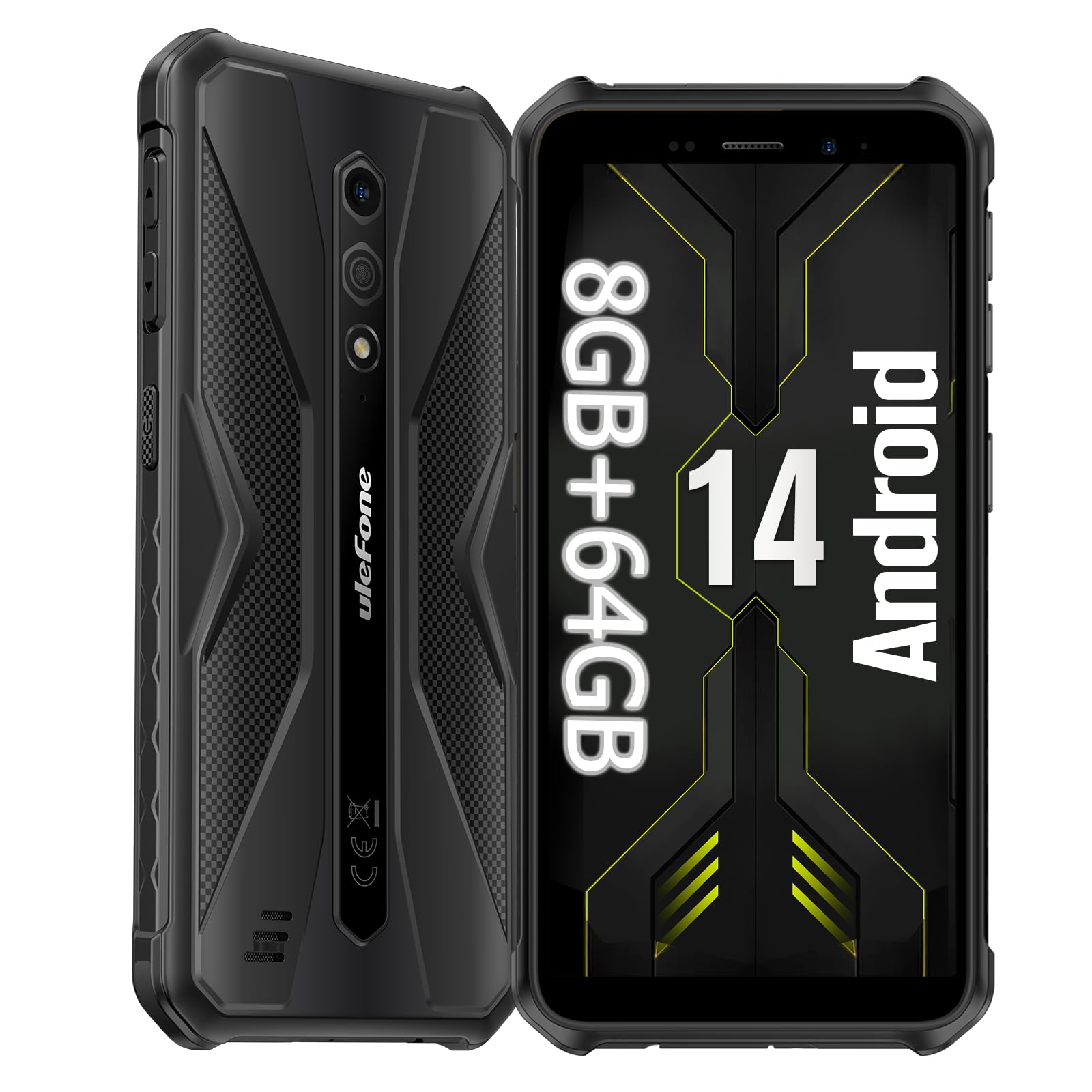 Ulefone Armor X12 Pro Rugged Smartphone Android 14 con Octa-core 8GB+64GB+256GB Espandibile, Telefono Indistruttibile IP68, 5,45" HD+ 4860mAh Dual SIM 4G Cellulare Offerta, 13MP+8MP, NFC/OTG/GPS/Nero
