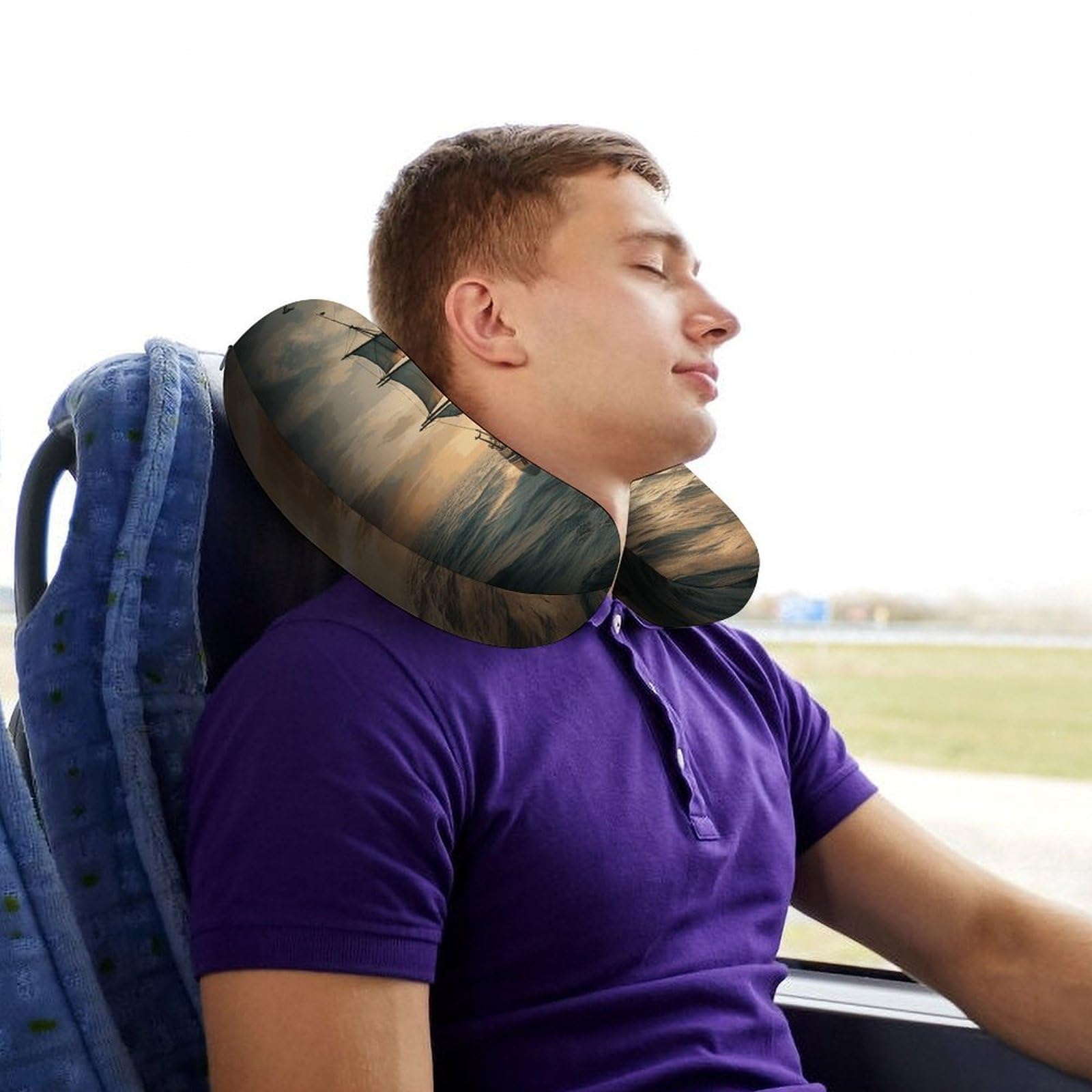 Almohada en forma de U, núcleo de almohada de espuma viscoelástica, cojín que proporciona apoyo para el cuello, almohada de viaje, adecuada para aviones, coches, hogares y oficinas.