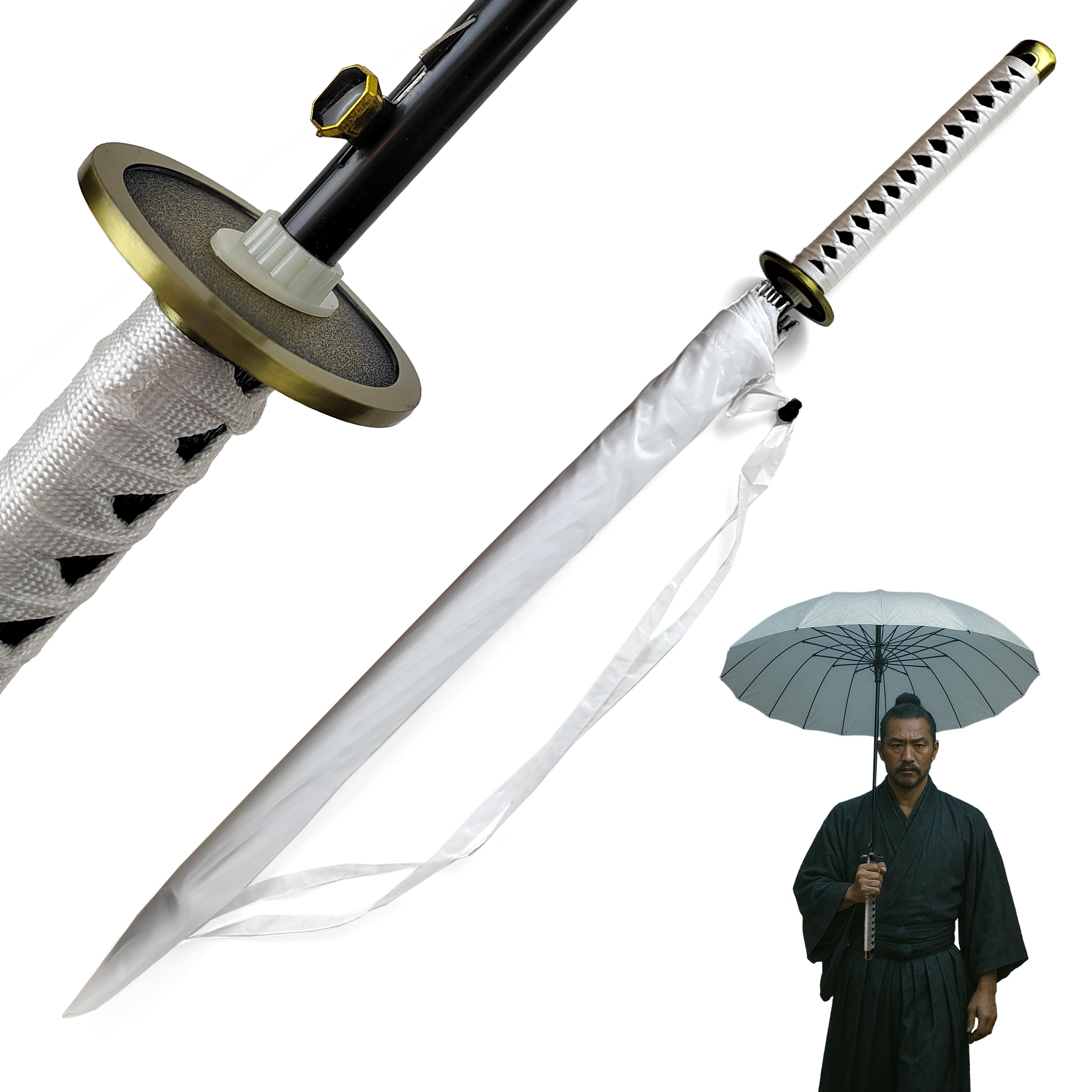 Swords And More Wado-Ichi-Monji One Piece Umbrella, 16K Premium Version Umbrella, Anime Umbrella, Large Katana Samurai Sword Rain Umbrella, Parasol, Uv Protection, Storm Resistant With Long Handle,