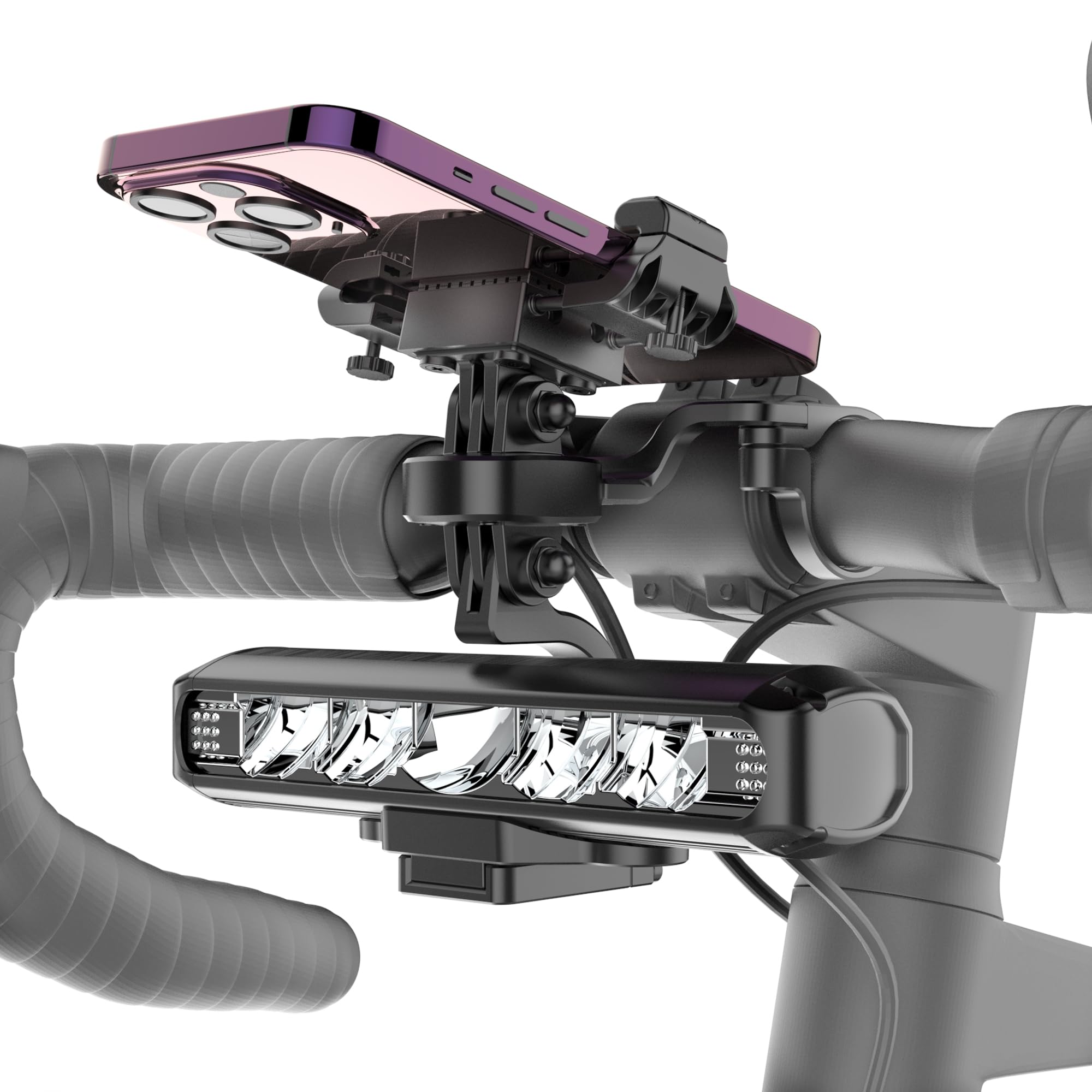 UPPEL Fietslamp voor, USB C, laadaansluiting, 2600 lumen, 5 leds, 4 lichtmodi, 8000 mAh, eenvoudige installatie, beste aluminium fietslamp voor