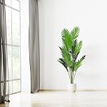 SAJANDAS Set of 2 Artificial Areca Palm Plants in Pots, 51 Inch Fake Tropical Palm Trees with Greenery Leaves and Stems, Faux Dypsis Lutescens Floor Plants for Office, Store, Garden, Home Decoration