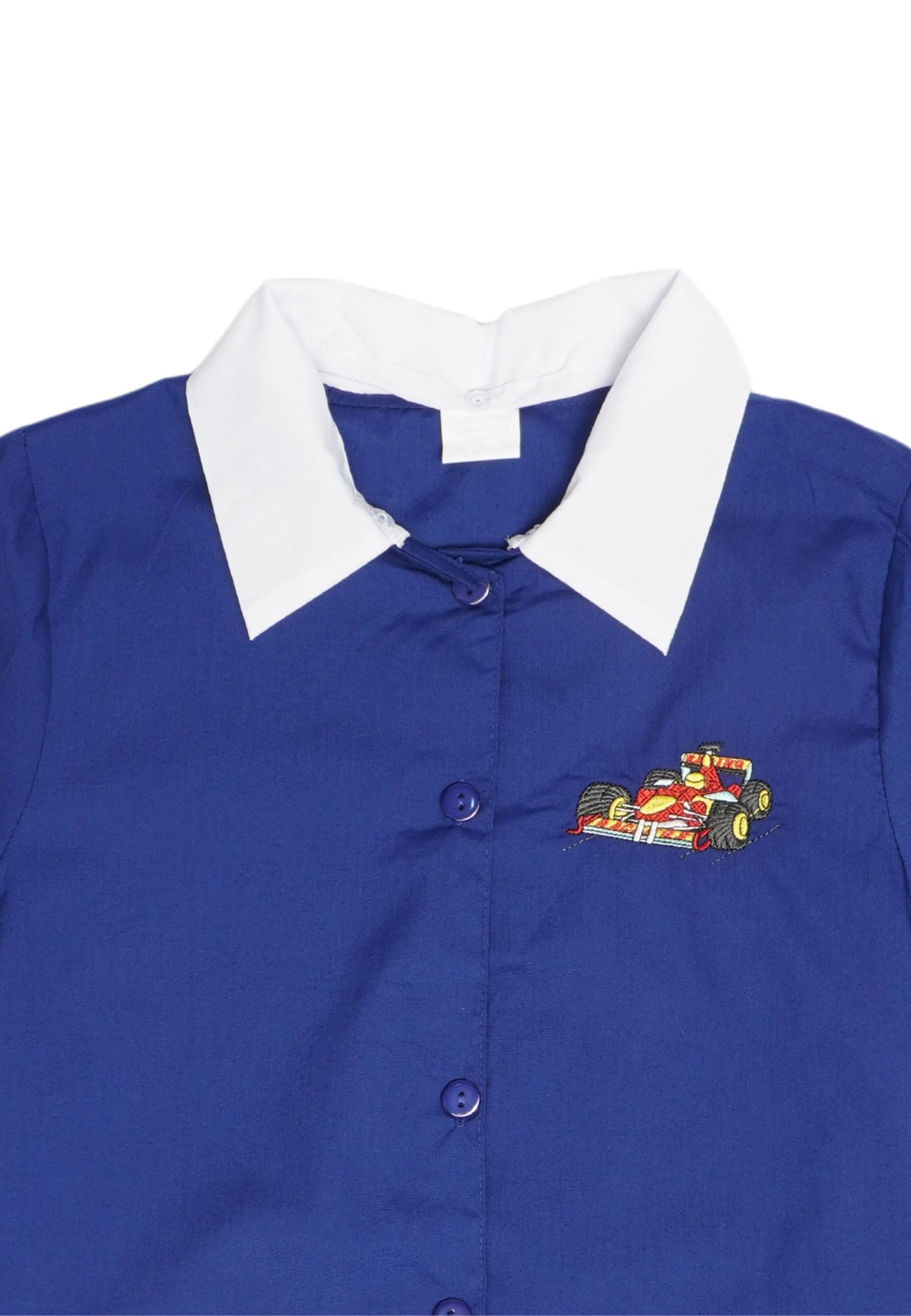 Grembiule Scuola Elementare Bambino Blu Tinta Unita 7-15 Anni con Fantasia Grembiule Bambino con Bottoni O Zip