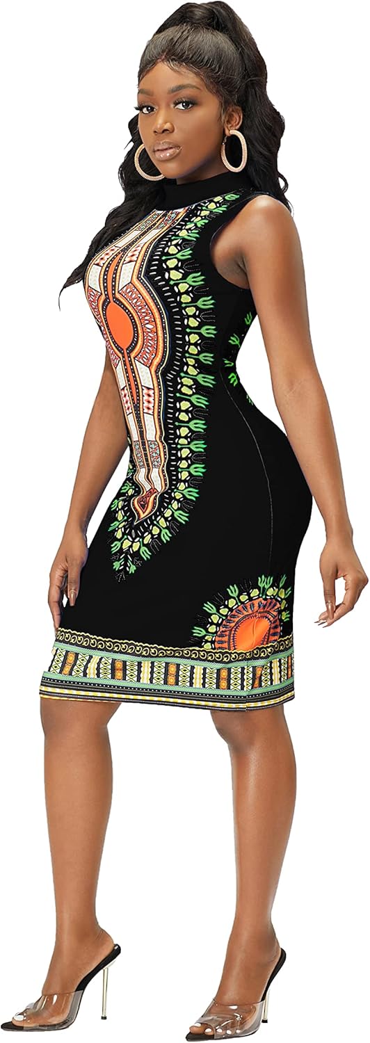 Womens African Attir Bohemian Dashiki Traditional Tribal Vintage Ethnic Midi Dresses - Image 2