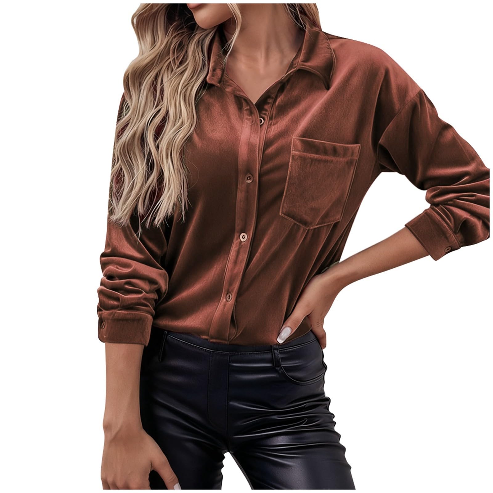 Chemisiers Et Blouses Femme Chemisier Femme Haut Chemise Cintrée Chemisier Coton Chemise Lin Surchemise Longue Chemisiers Femmes en Lin Top Chic Et Élégant sans Repassage Noir Haut Grande Taille Rose