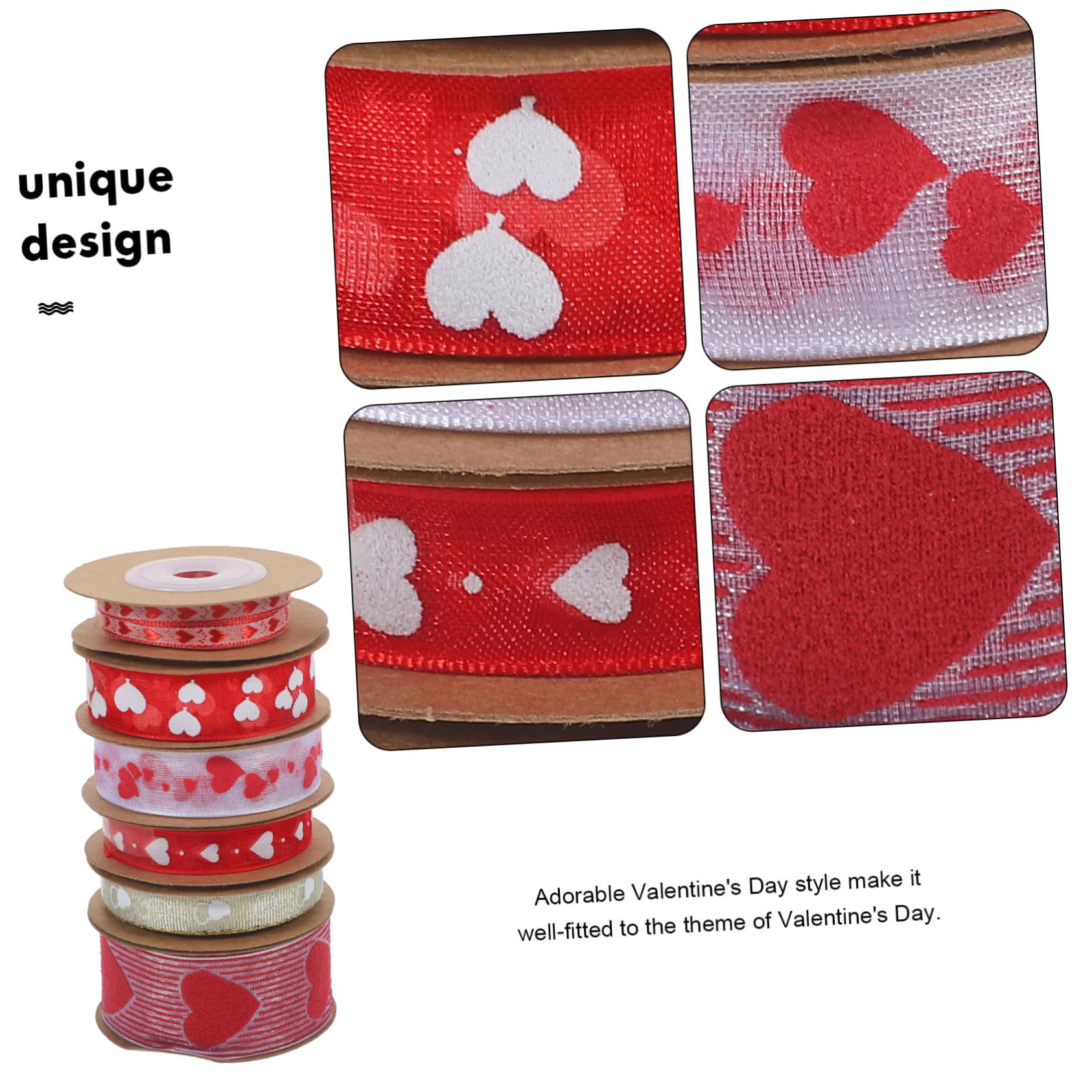 NUOBESTY 24rollen Herz-muster-ribbon Für Valentinstag Dekorationsband Für Hochzeiten Und Pro Mehrzweckbänder Für Diy Und Partydekoration