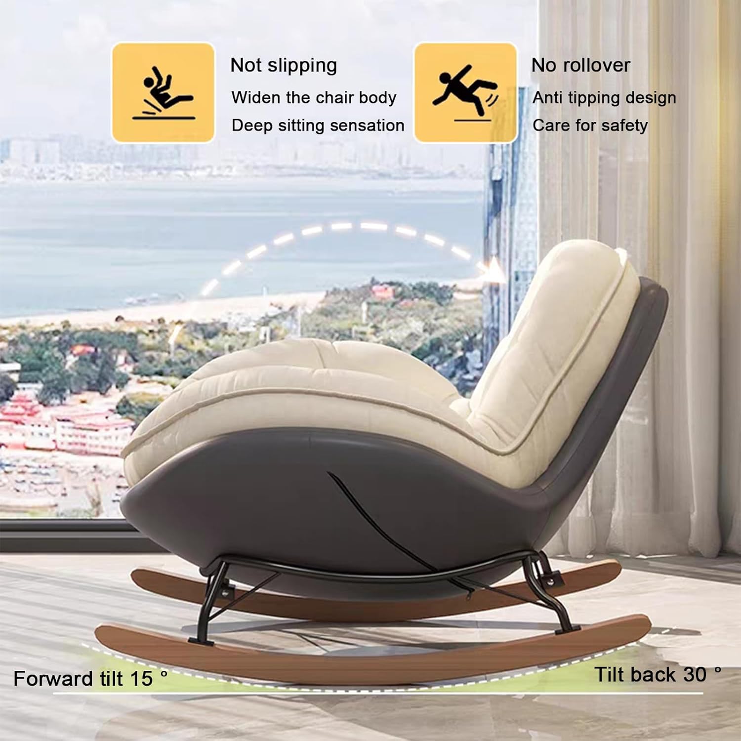 Upholstered Recliner,Nursery Rocking Chair,Modern Rocking Chair with High Backrest, Glider Chair for Baby Nursing, for Living Room/Bedroom/Nursery(100 * 101 * 72cm/39.4 * 39.7 * 28.3in)