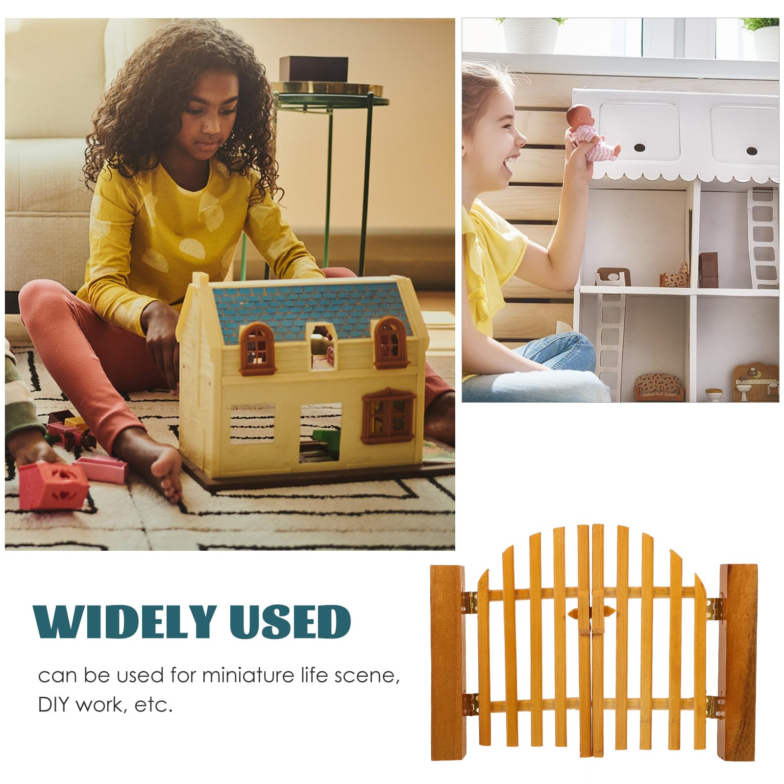 TOYANDONA Miniature Dollhouse Accessories Wooden Gate Model 6.7 Inch Openable Door for Realistic Doll House Scenes - Image 2