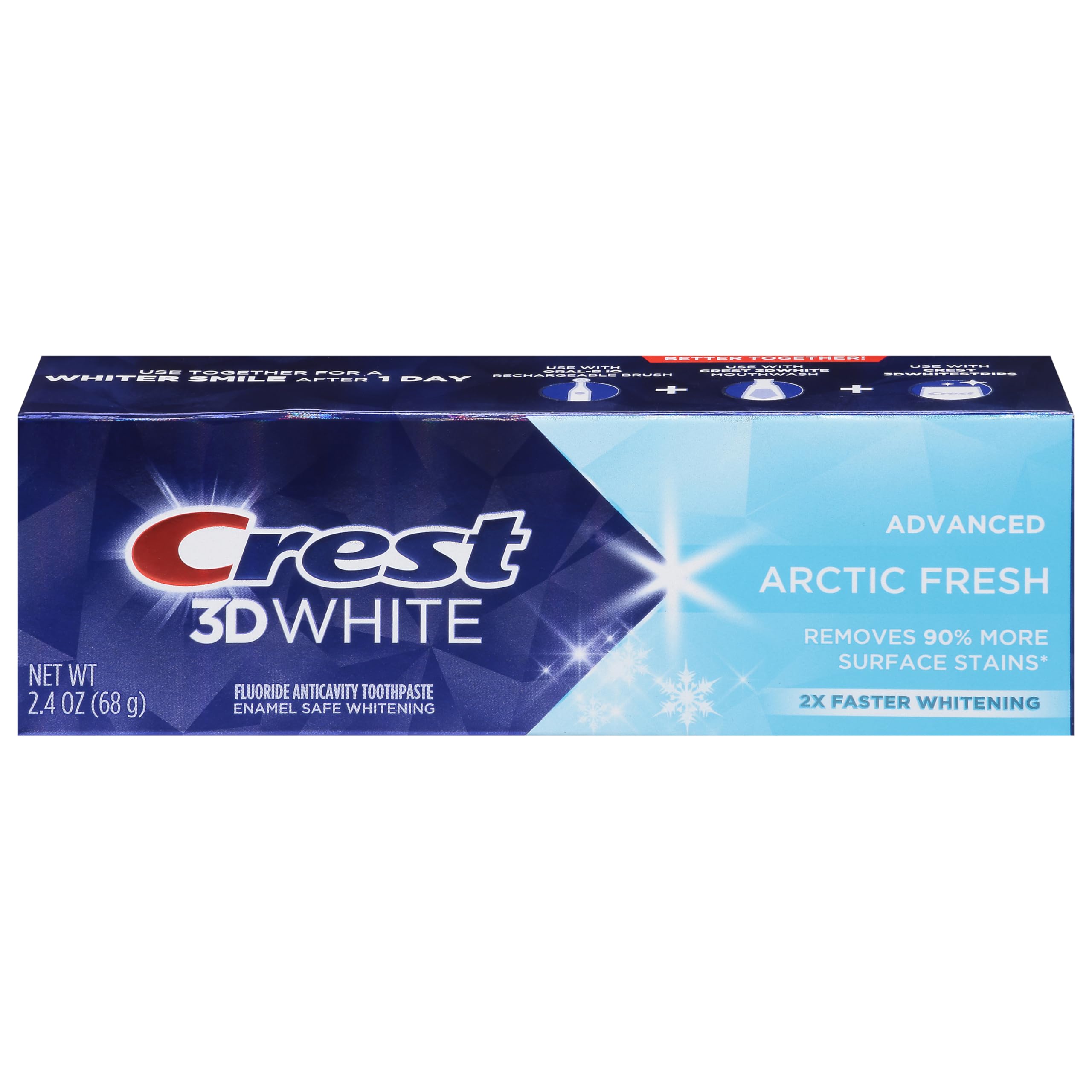 Crest 3D White Advanced Teeth Whitening Toothpaste, Arctic Fresh, 2.4 oz