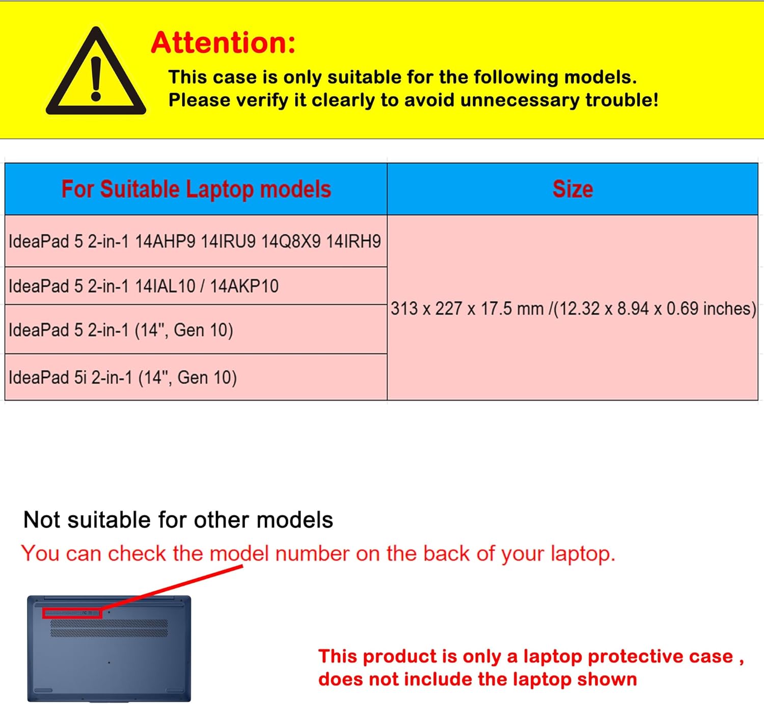 Laptop Case Cover for Lenovo IdeaPad 5 2-in-1 14AHP9 14IRU9 14Q8X9 14IRH9 14IAL10 14AKP10/5 5i 2-in-1 (14'', Gen 10) Pu Leather Removable 2-in-1 Drop Protection Case (Dark Grey)