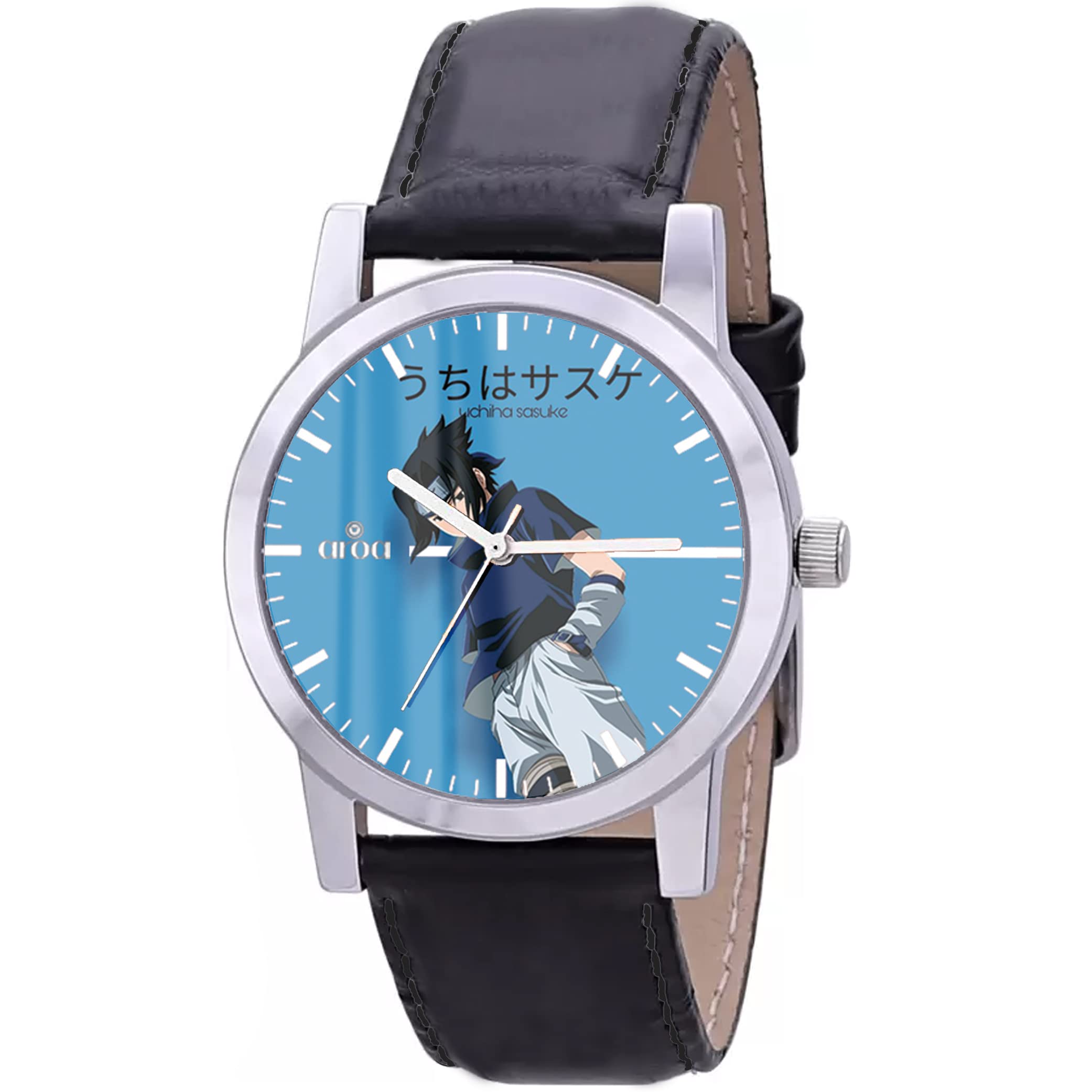 AROA Watch New Watch for Sasuke Uchiha Sky Blue Steel Metal Type Analog Watch Black Leather Strap Blue Dial for Men Stylish Watch for Boys (B0BZ537BC2) Amazon Price History, Amazon Price Tracker