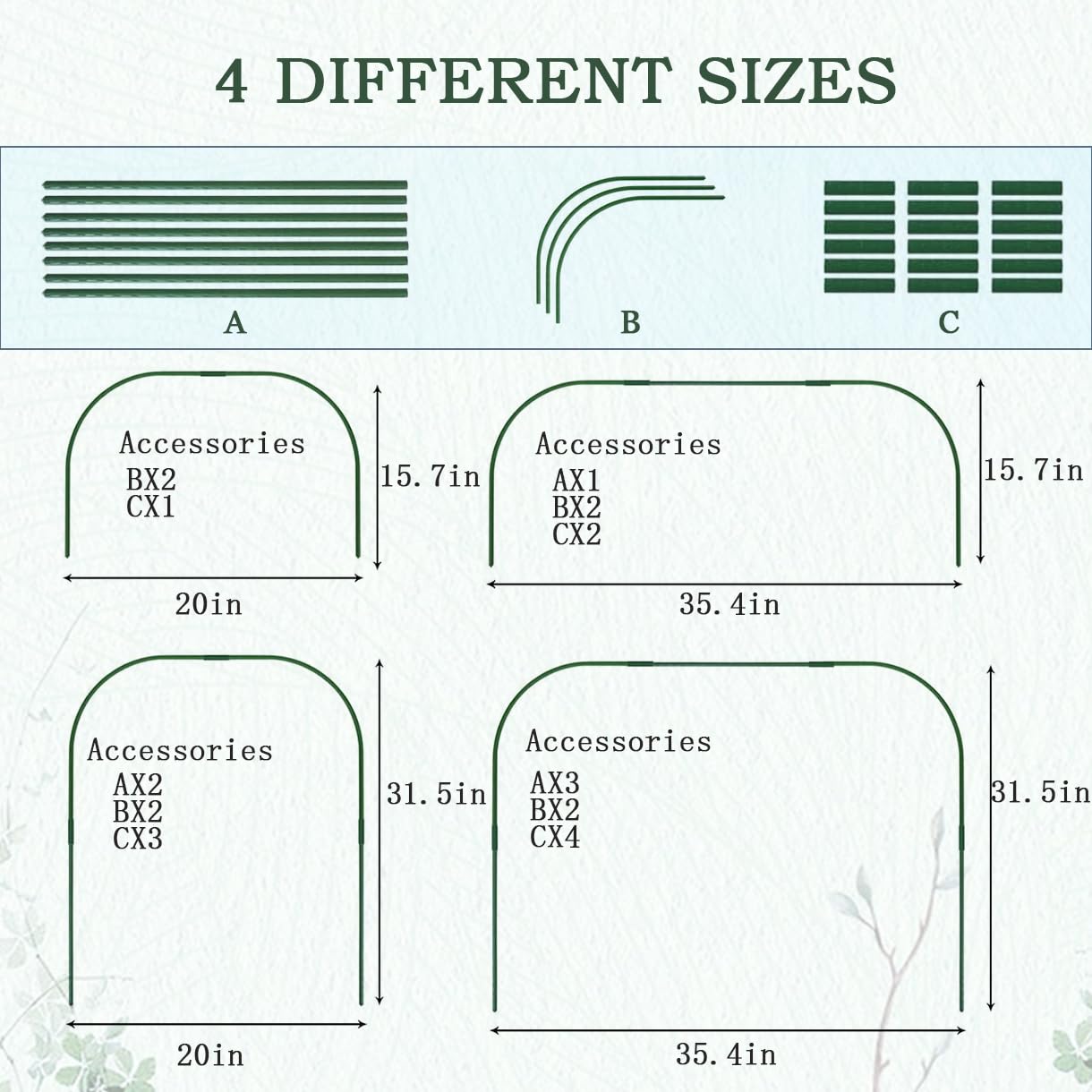Kit de 6 aros de jardín con revestimiento de plástico, acero recubierto de plástico, para camas elevadas