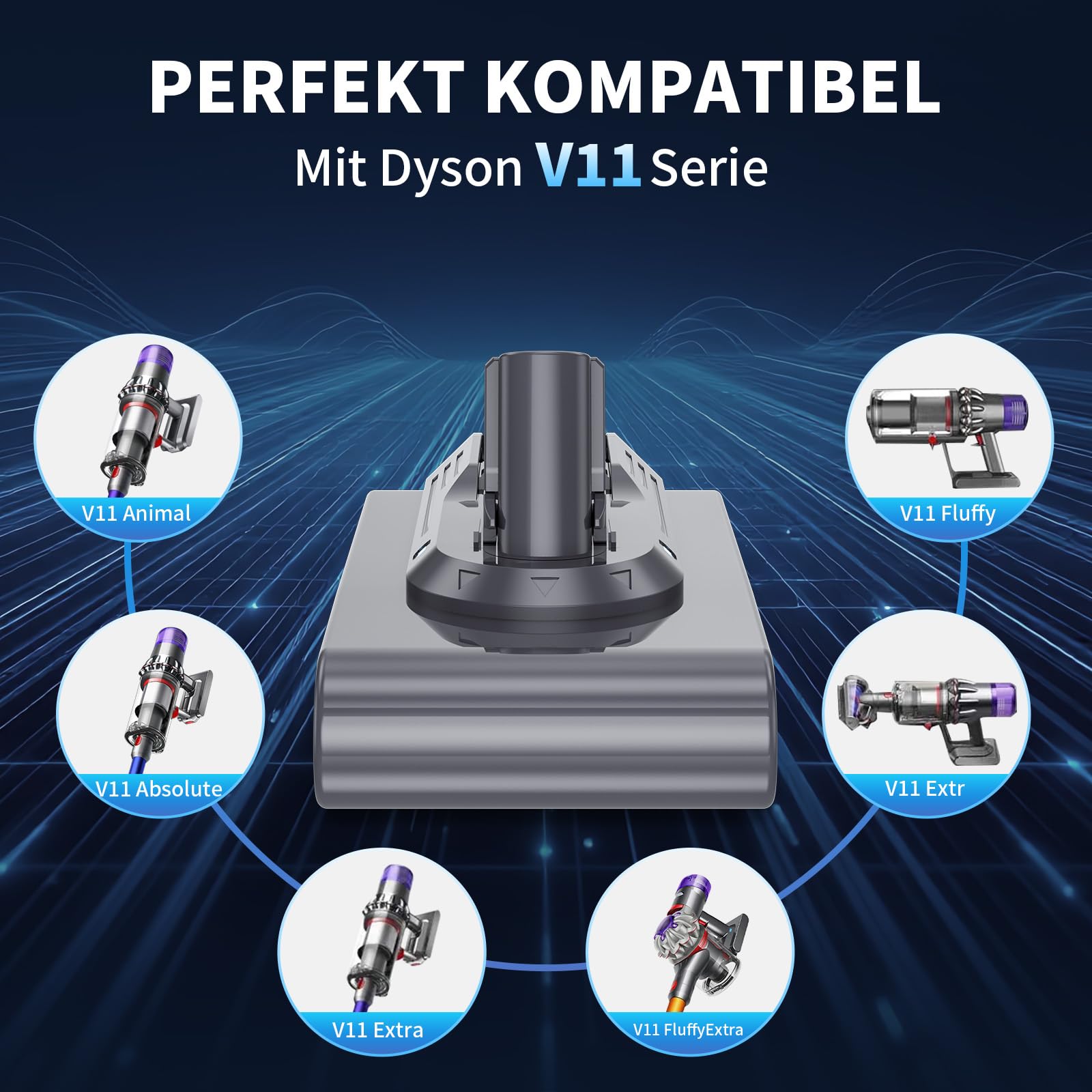 8,0Ah für Dyson V11 Akku, Ersatzakku kompatibel mit Dyson V15