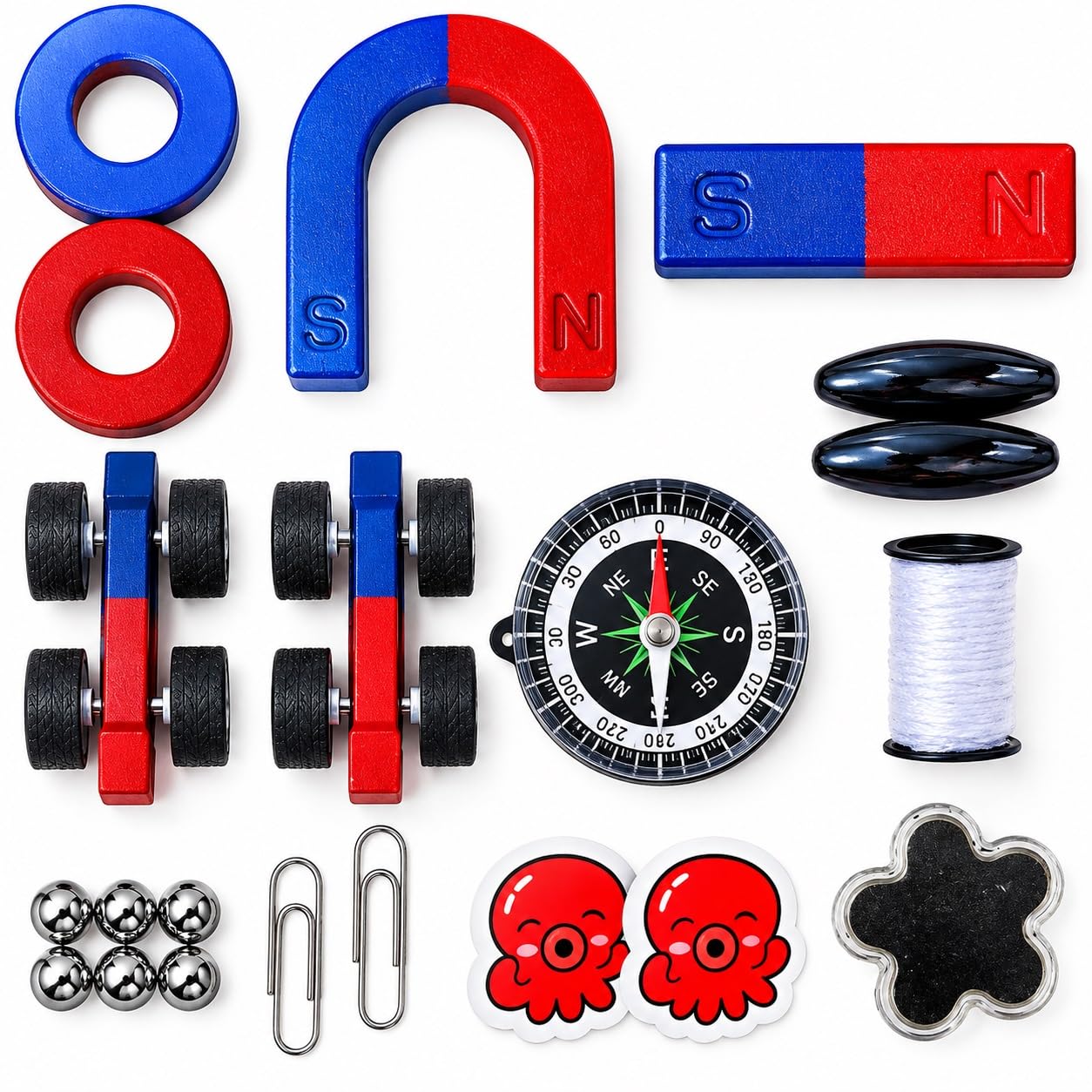 KRYTONE®Science Magnets Set for Education Science School Classroom Experiment Tools for Kids Including Bar/Ring/Horseshoe/Thread/Car Magnet(MG:-2)-picture-20