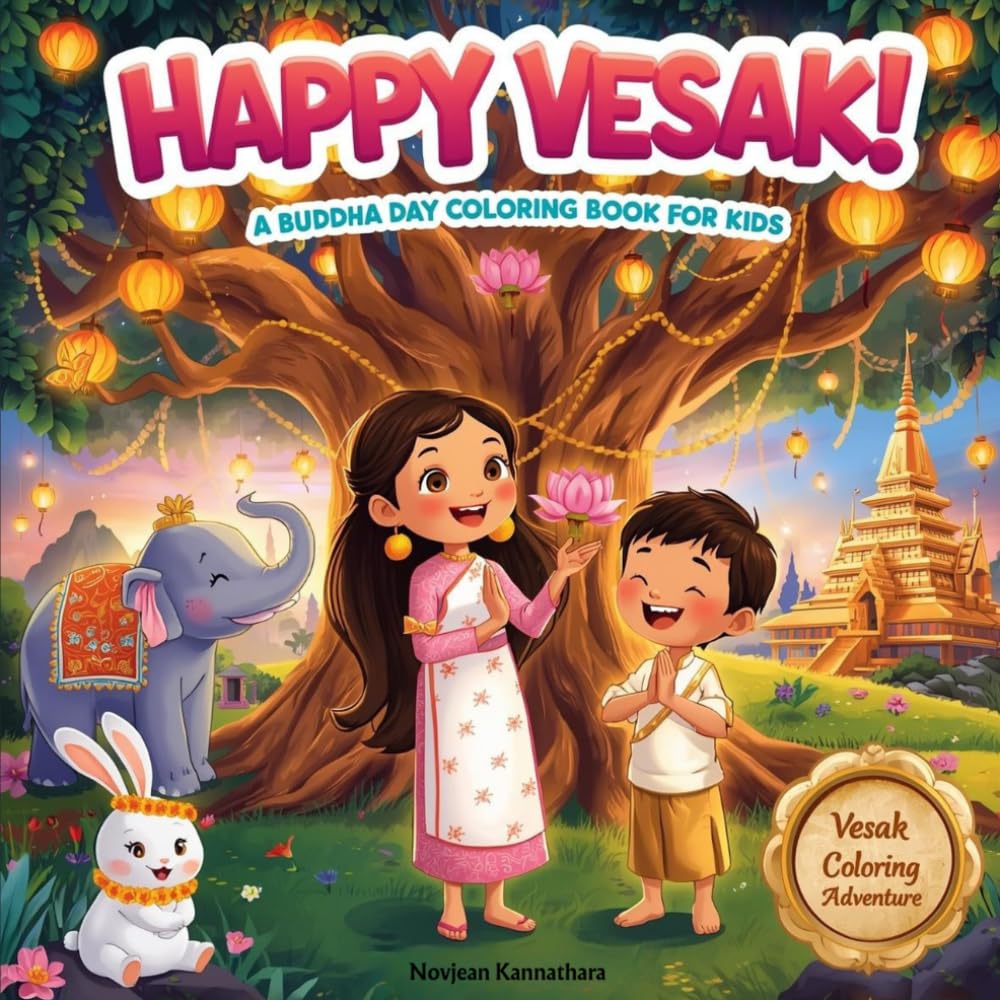 Happy Vesak!: A Buddha Day Coloring Book for Kids ("World Festival Adventures" — A Coloring Book Series)
