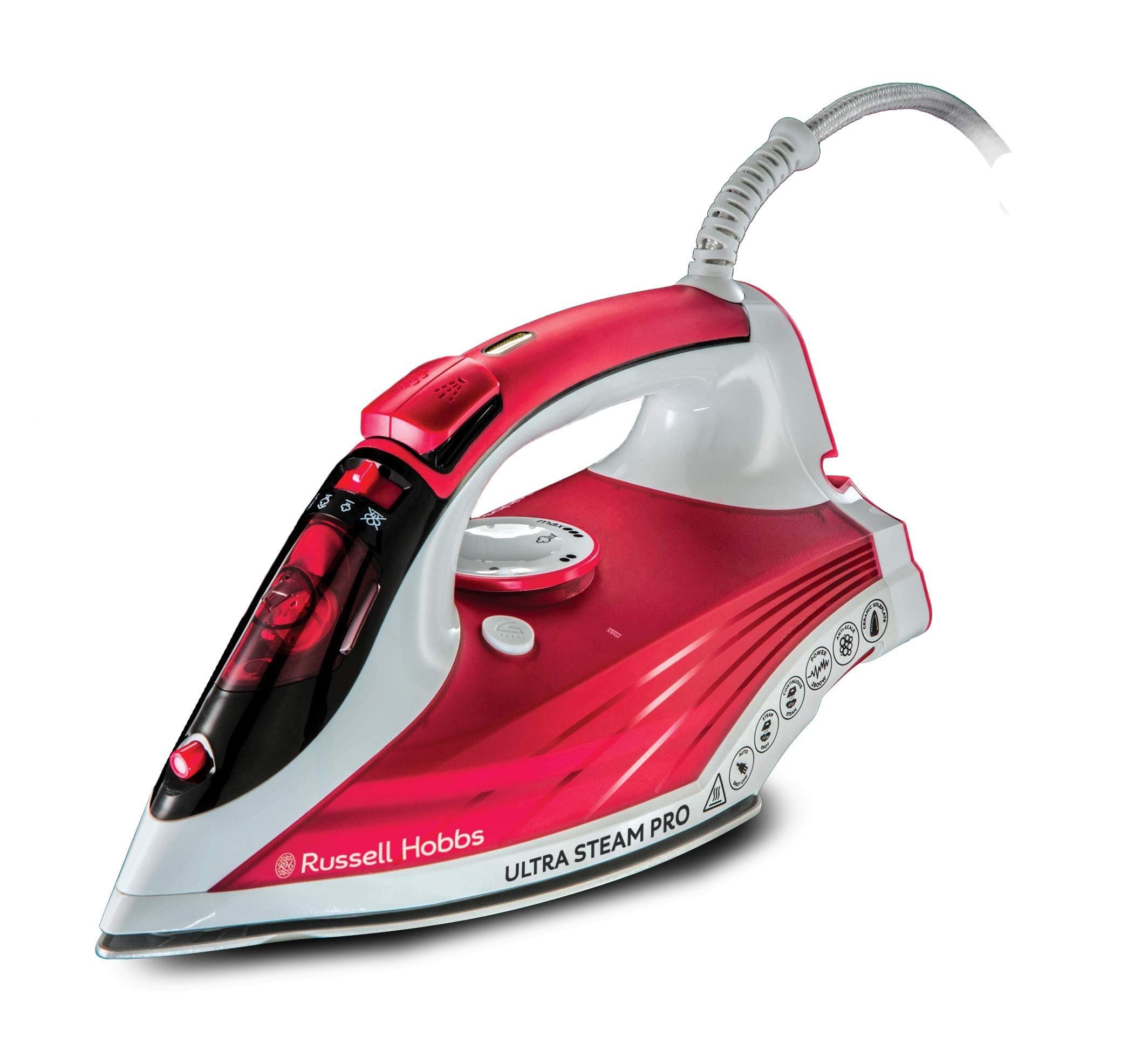 Ultra Steam Pro Iron, Ceramic Non-Stick Soleplate, Large 320ml Easy Fill Water Tank, 155g steam Shot, 45g Continuous steam, Self-Cleaning Function, 3m Easy Wrap Cord, 2600W, 23990
