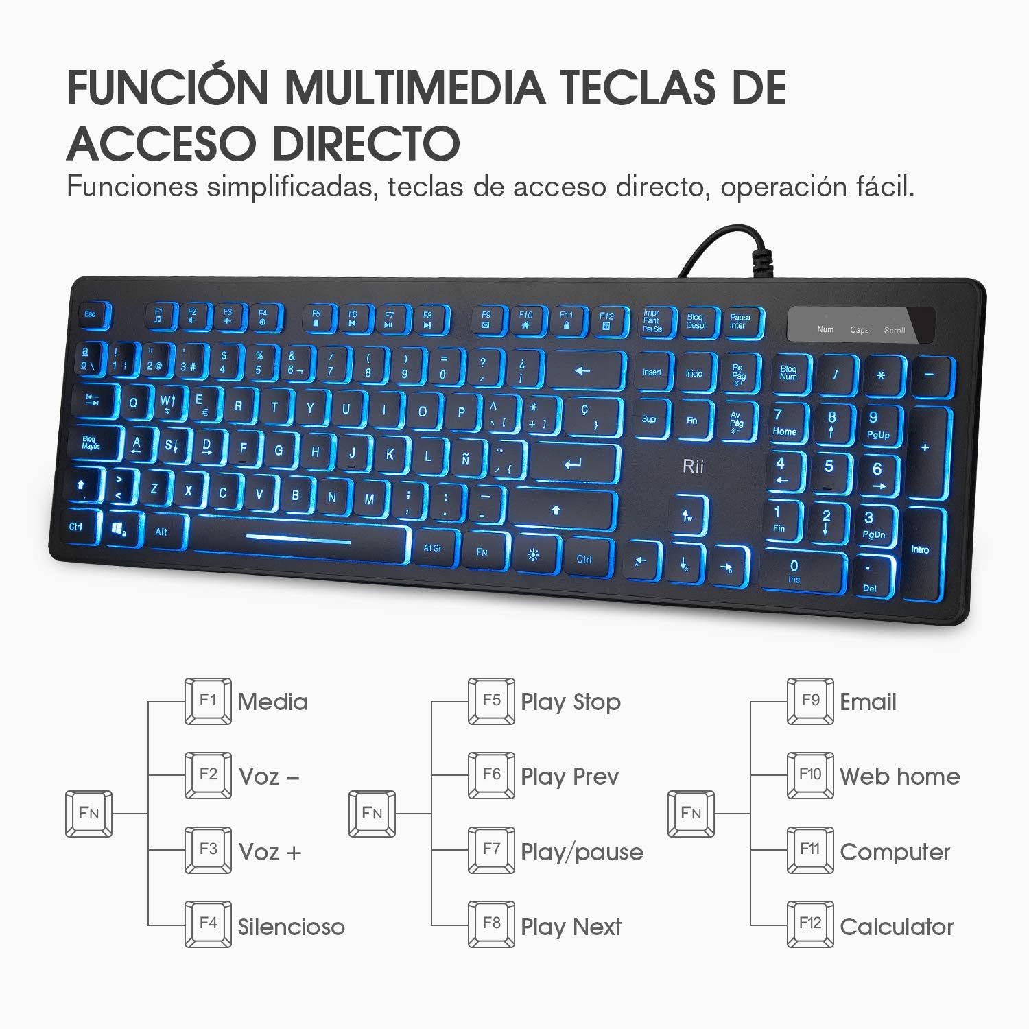 Rii Rk105 RGB Teclado y Ratón Retroiluminado con Cables ,Pack de teclado y ratón para gamers para PC Gamers, Oficina, Diseño Gráfico
