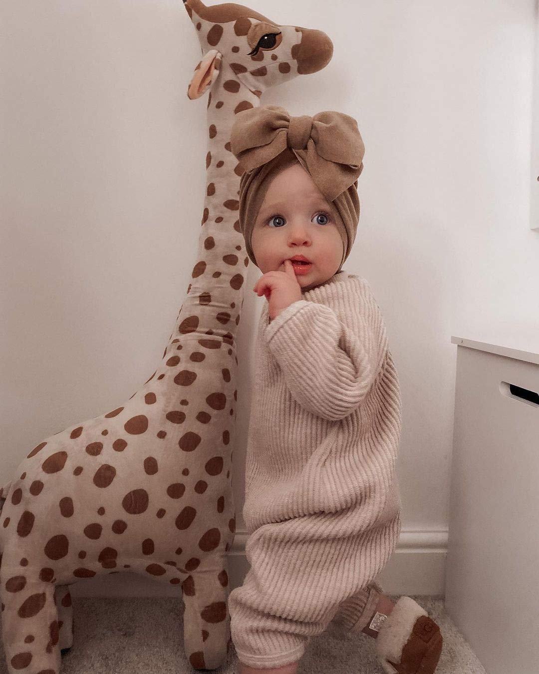 Baby Turban mit Haarschleife, weiche Mütze für Neugeborene und Kinder