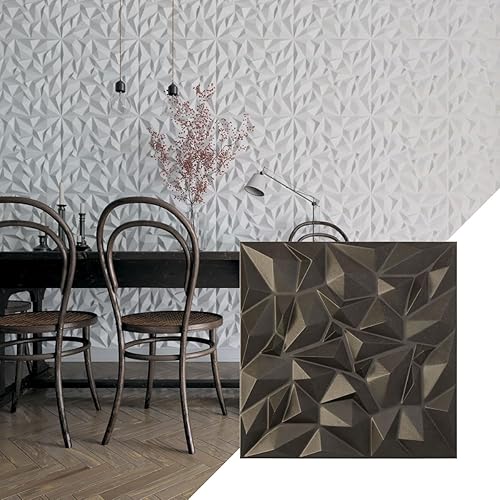 Ekena Millwork Leto EnduraWall Panel decorativo de pared 3D de 19 58 pulgadas de ancho x 19 58 pulgadas de alto, acero desgastado (cubre 2.67 pies