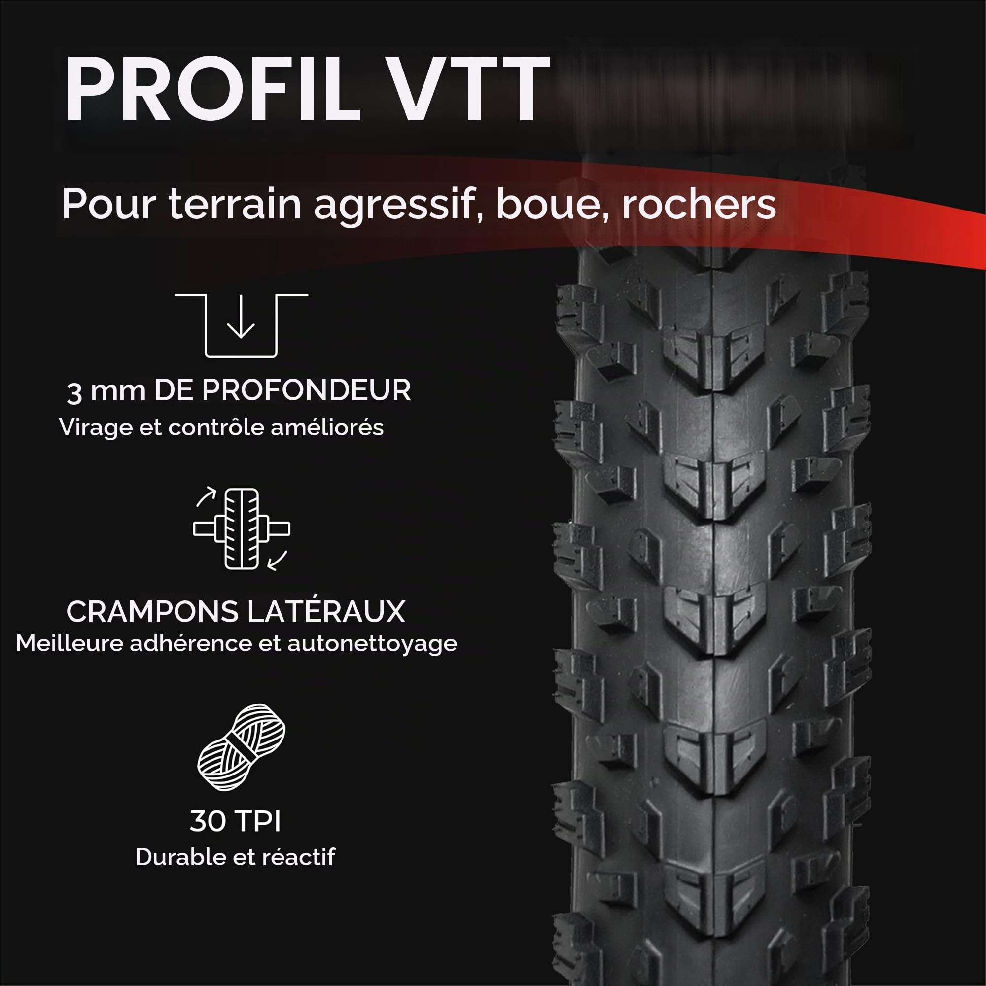 Fincci Oncamp Pneu 27.5 x 2.10 Pouces - Paire Pliable Réfléchissant Pneus 27.5 pour VTT, Mountain Bike, Montagne Vélo, Velo de Course, e Bicyclette - Un Paquet de 2 Bike Tires 27.5"