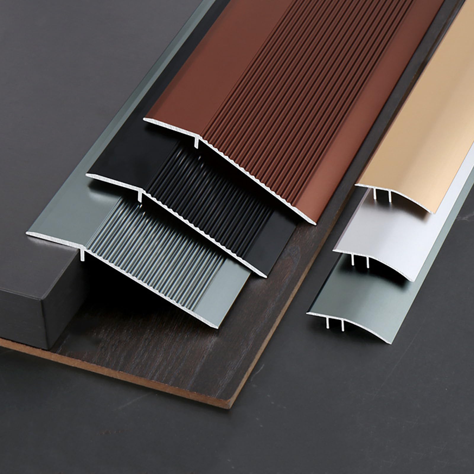 Barre de seuil aluminium noir 100mm lot de 3 profilés de transition pour moquette et sol 0.9m
