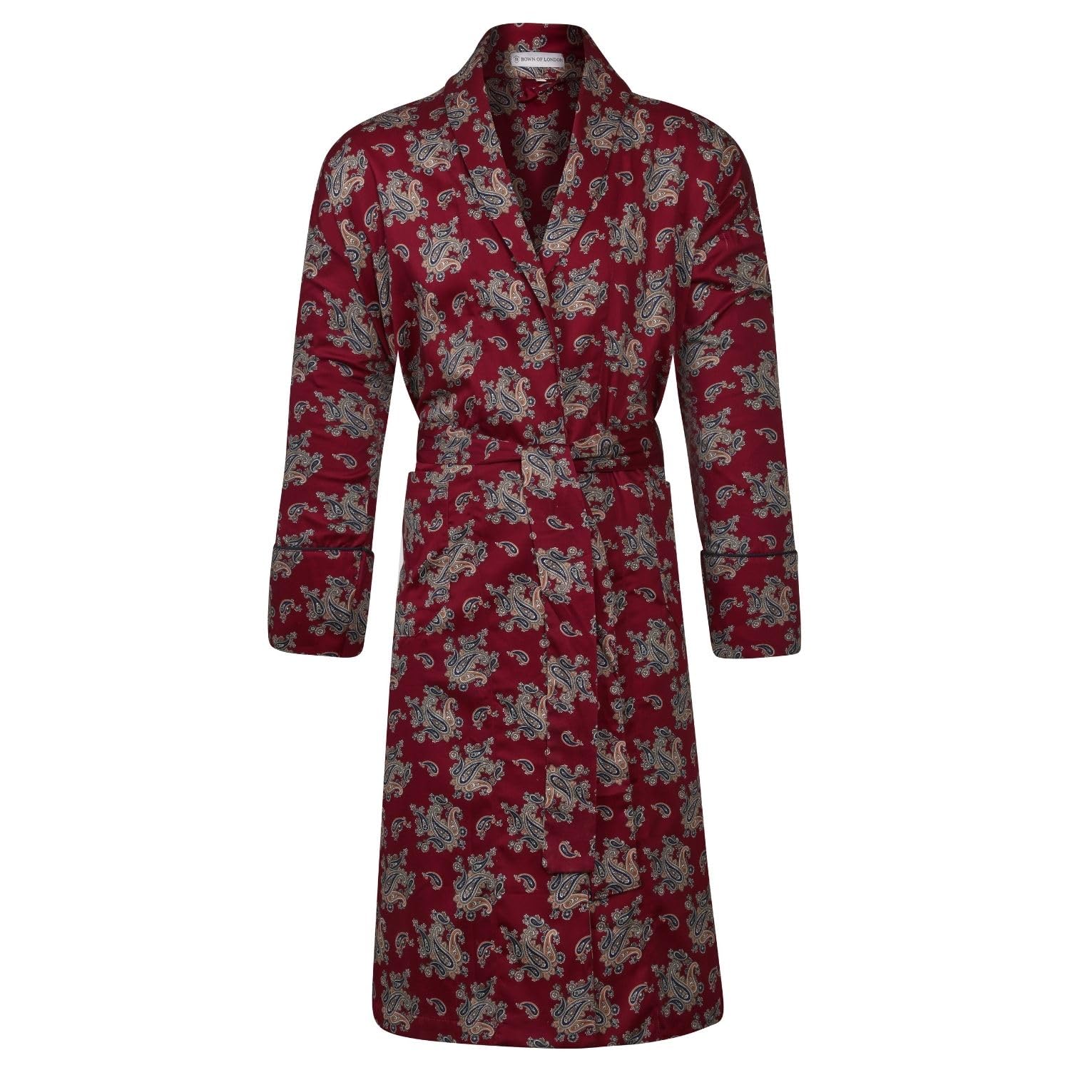 Bown Of London Women's Red British Lightweight Dressing Gown - Gatsby Paisley Wine (Xxl)