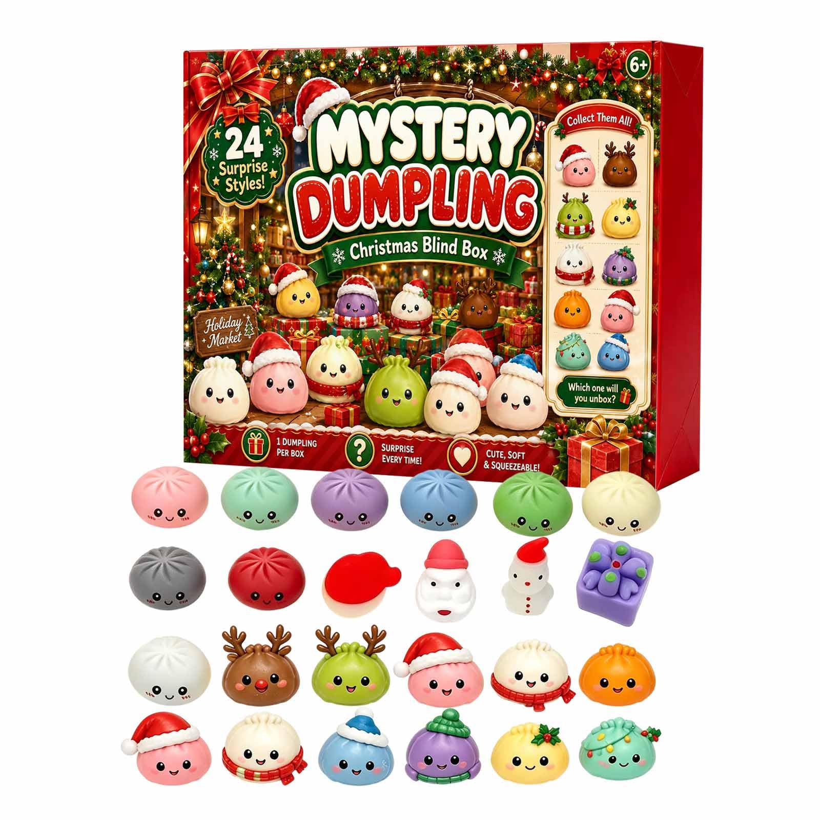 Christmas Advent Calendar 24‑Day Toy Christmas ‑Up Hole Punch Sensory Stress For Kids Fidgets Christmas Birthday Party Favors Gift