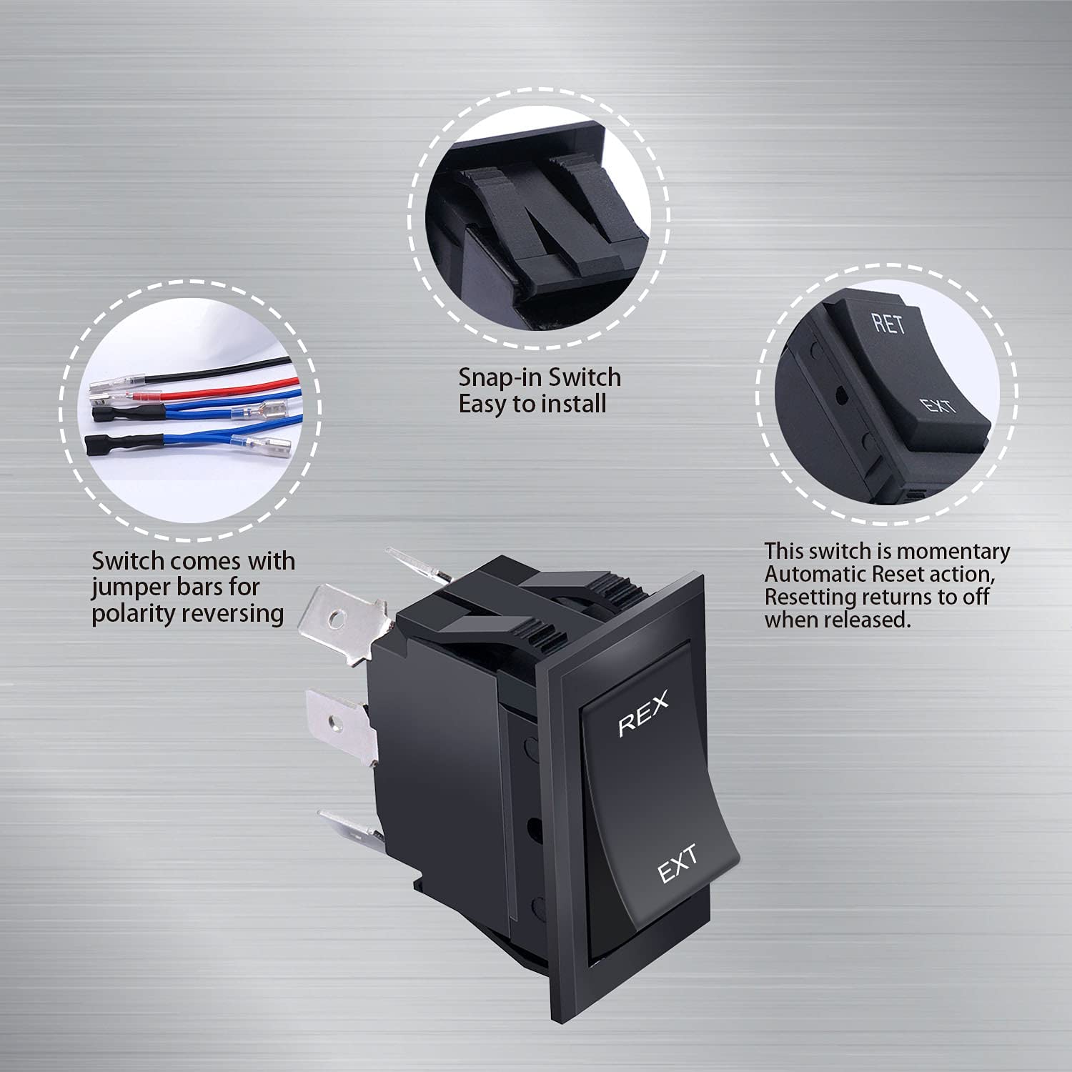 3 Position Weideer 6 Pin Reverse Polarity Rocker Switch DPDT 20A 50V DC ...