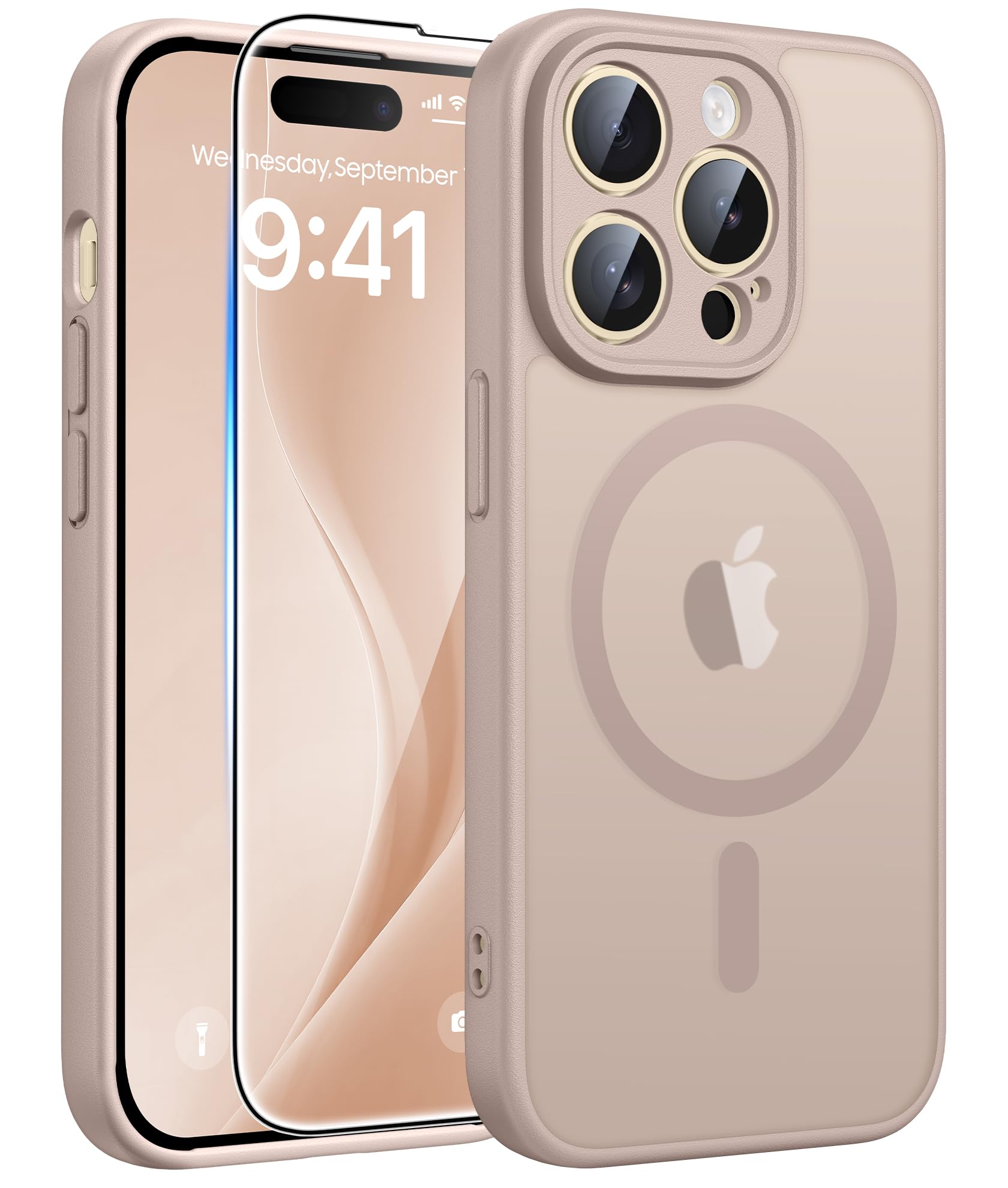 FNTCASE for iPhone 14 Pro Max Case, Fit for Magsafe, Desert Gold