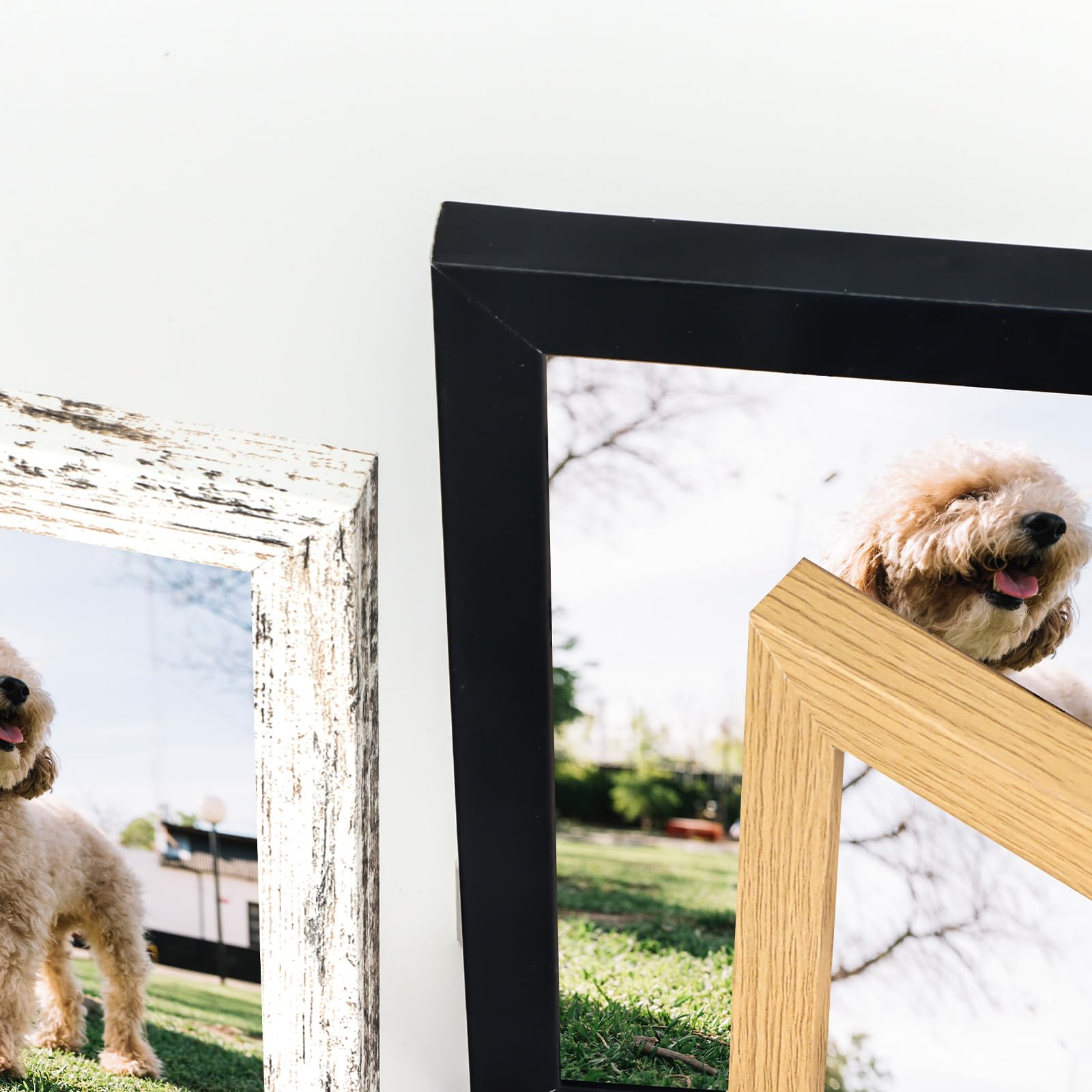 Set di 20 cornici portafoto, 10 x 15 cm, in MDF, legno, con vetro acrilico, portritto, per soggiorno, da appoggiare e appendere - Supporto da parete o da tavolo