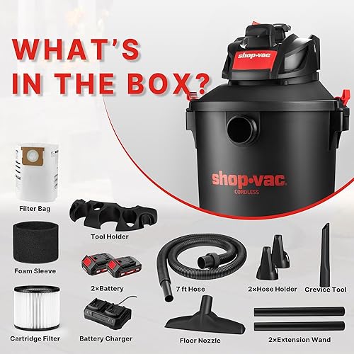 Miniatura 9 de Shop-Vac Aspiradora en seco y húmedo de 10 galones, aspiradora de tienda de 8.0 Kpa de pico con función de soplador, aspiradora inalámbrica para