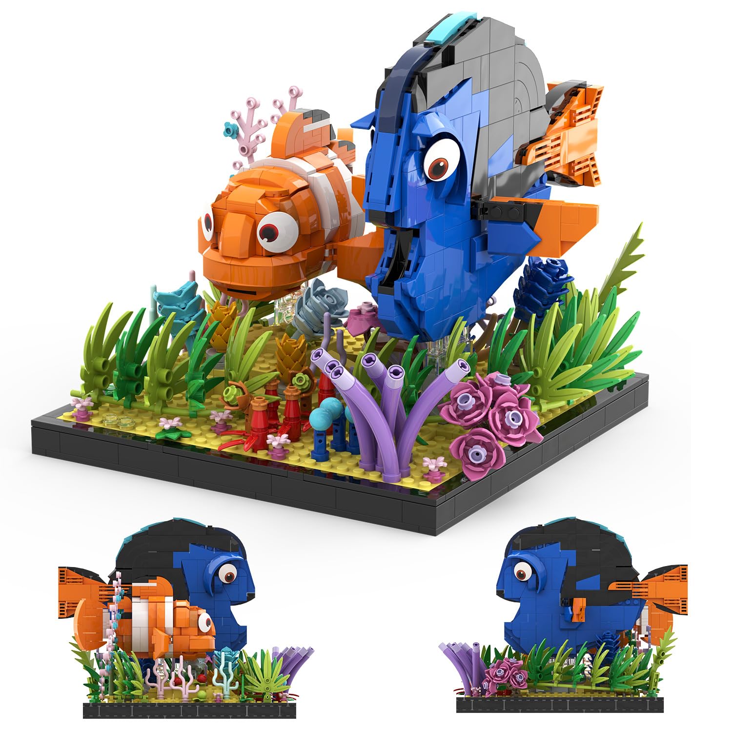 Tarcury Ocean Explorer Building Set - 886 Pcs Aquarium Blocks with Regal Blue Tang, Clownfish, Coral & Water Plants, Educational Fish Tank Model for All Ages