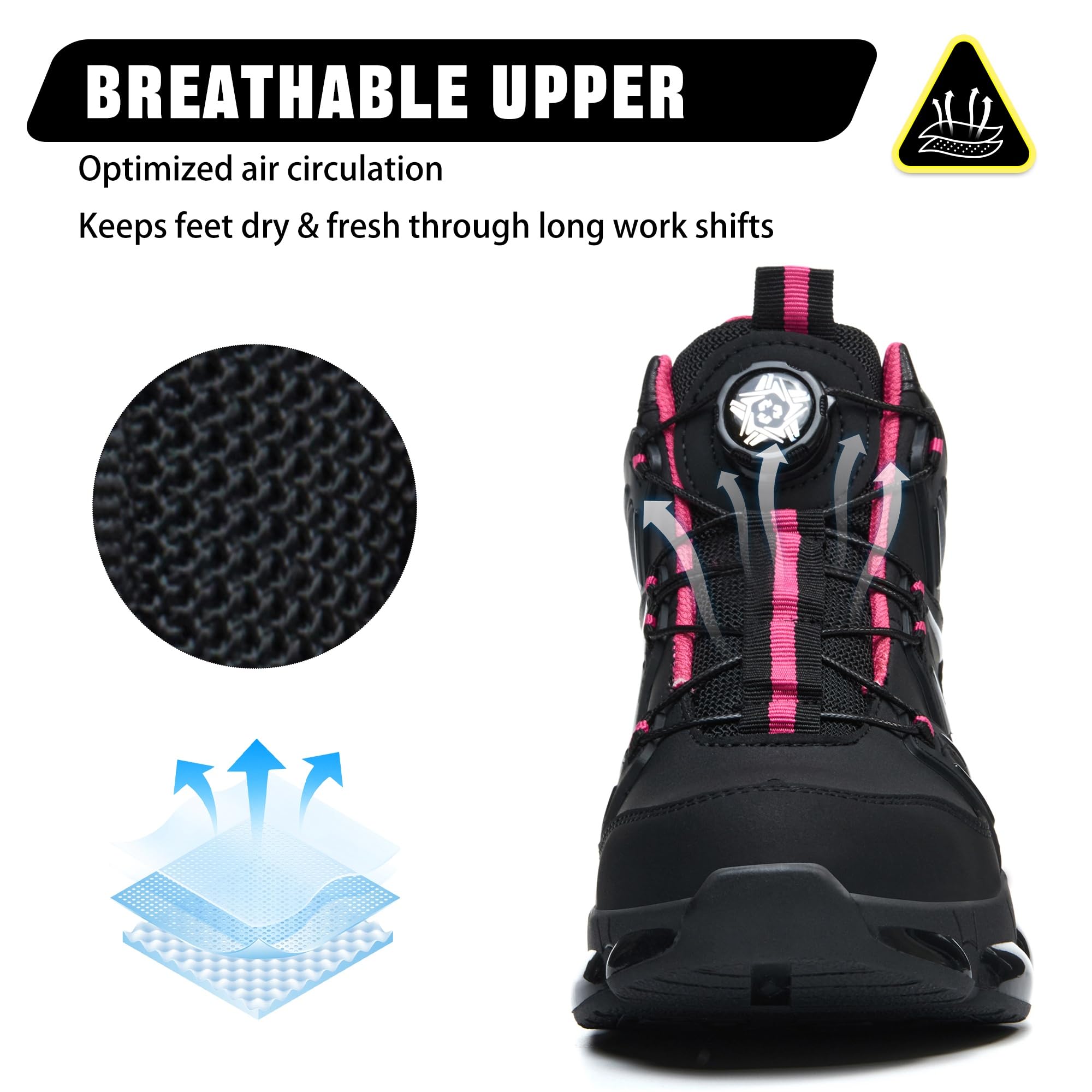 Sicherheitsstiefel Herren Damen Wasserdicht Arbeitsschuhe mit Stahlkappe Sportlich Sicherheitsschuhe Hoch Leicht Stahlkappenschuhe Luftkissen 36-47 EU