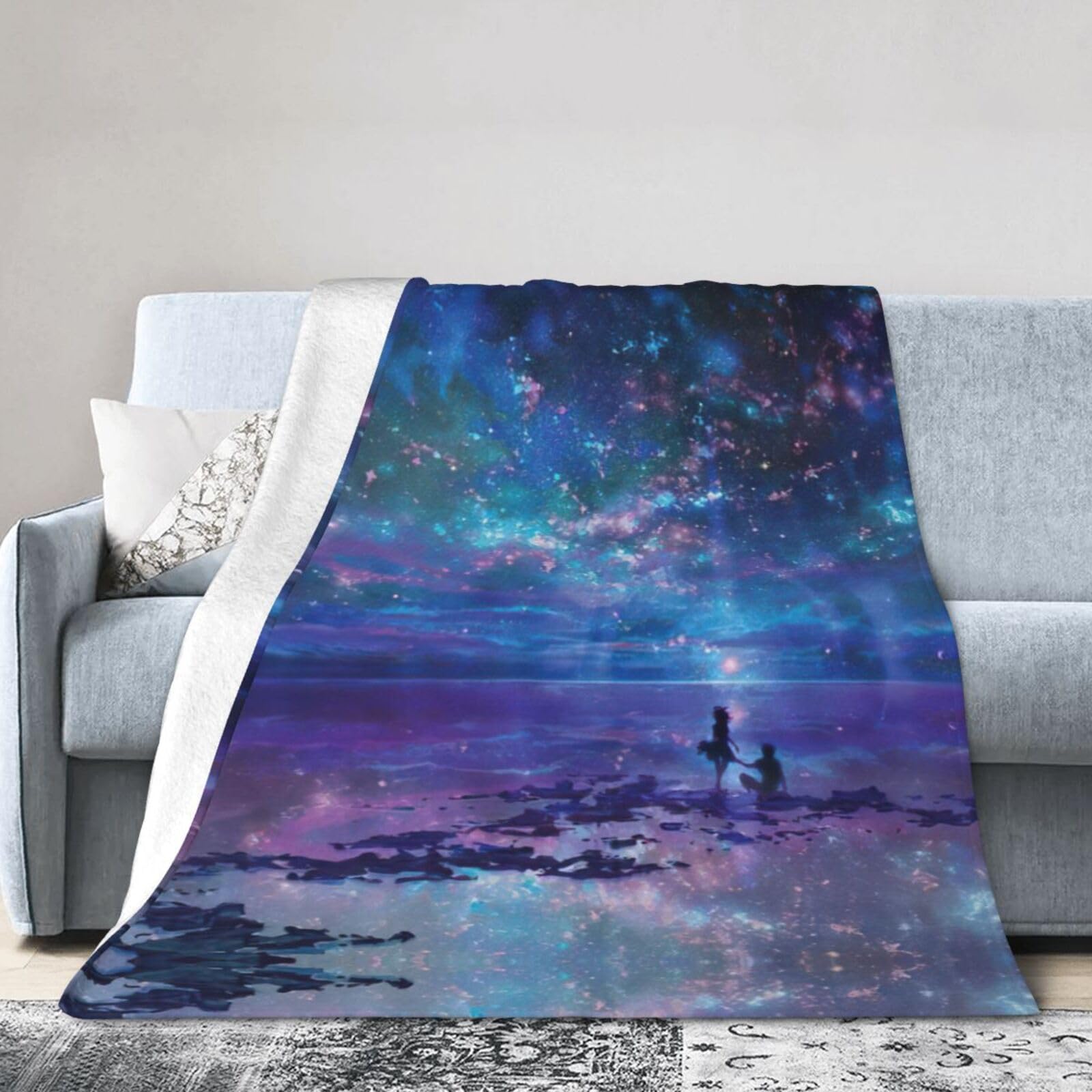 Uusnwaa Soft Cosy Fleece Warm Throw Night Sky Print Blanket