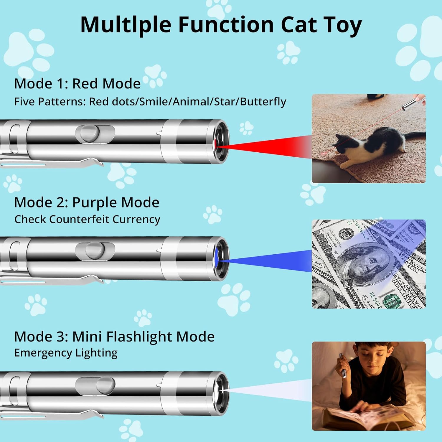 Cat Toy for Indoor Cats, 2 Pieces, USB Rechargeable Kitten Toys with 7 Adjustable Patterns, Interactive Chase Toys for Indoor Cats & Dogs, Training & Exercise Fun