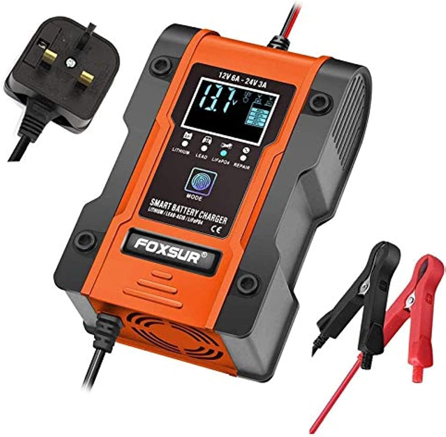 AccLoo Car Battery Charger 12V 24V 7 Stage Charging Intelligent Automatic Battery Charger&Maintainer for Lithium, Lead-Acid, LiFePO4 Batteries