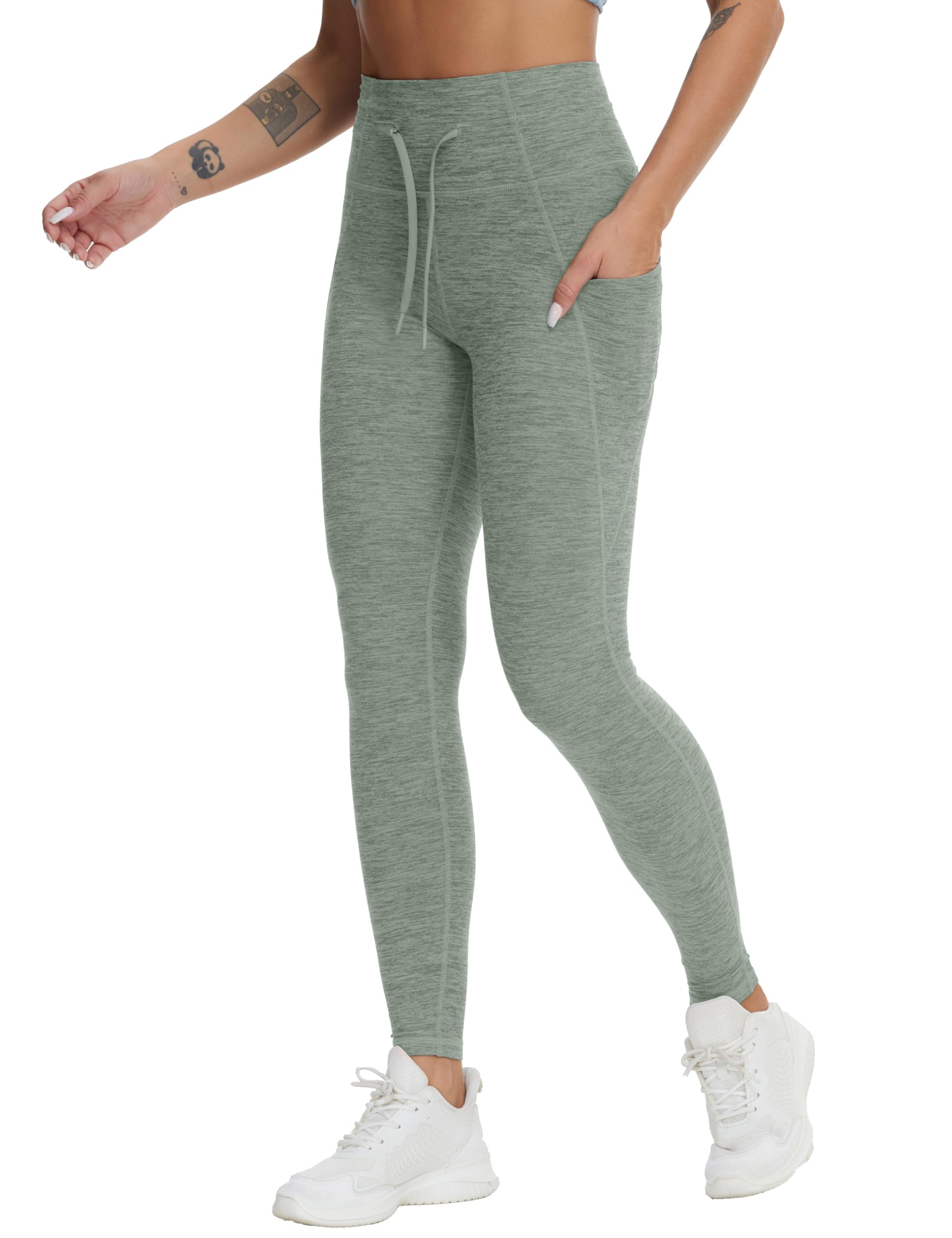 THE GYM PEOPLE Leggings da donna a vita alta con coulisse, elasticizzati, ultra morbidi, per il controllo della pancia, pantaloni da yoga con tasche