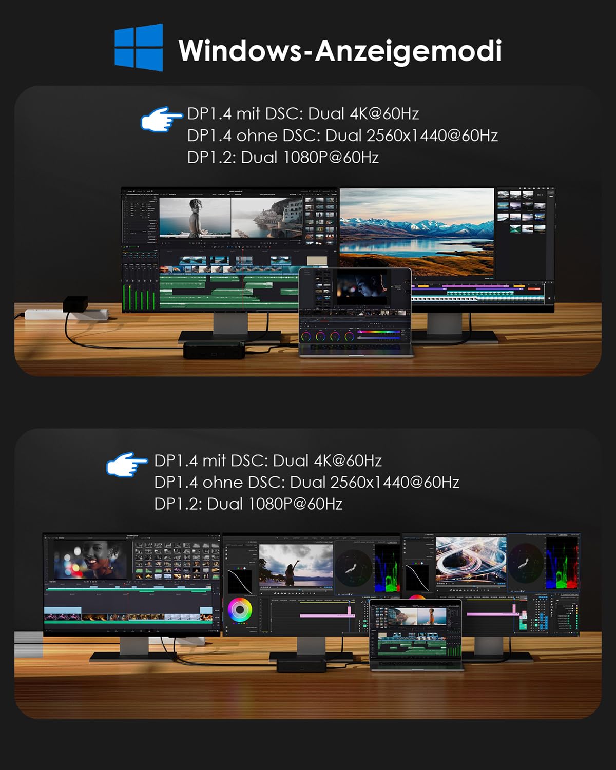 WAVLINK 12-in-1 Docking Station Dreifach-Display (3 * 4K@60Hz) | mit 10 Gbit/s M.2 PCIe/SATA SSD-Gehäuse, 100 W PD, USB C/A, SD/TF, Gigabit RJ45 für Mac OS,Windows