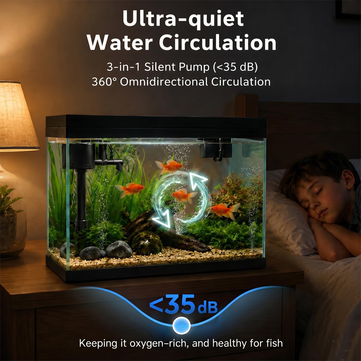 BARKBUDDY Kit de acuario de 2.5 galones, tanque de peces autolimpiable, luz de 7 colores, bomba silenciosa 3 en 1, tanque de peces betta, kit de inicio de acuario de peces dorados con filtro para el