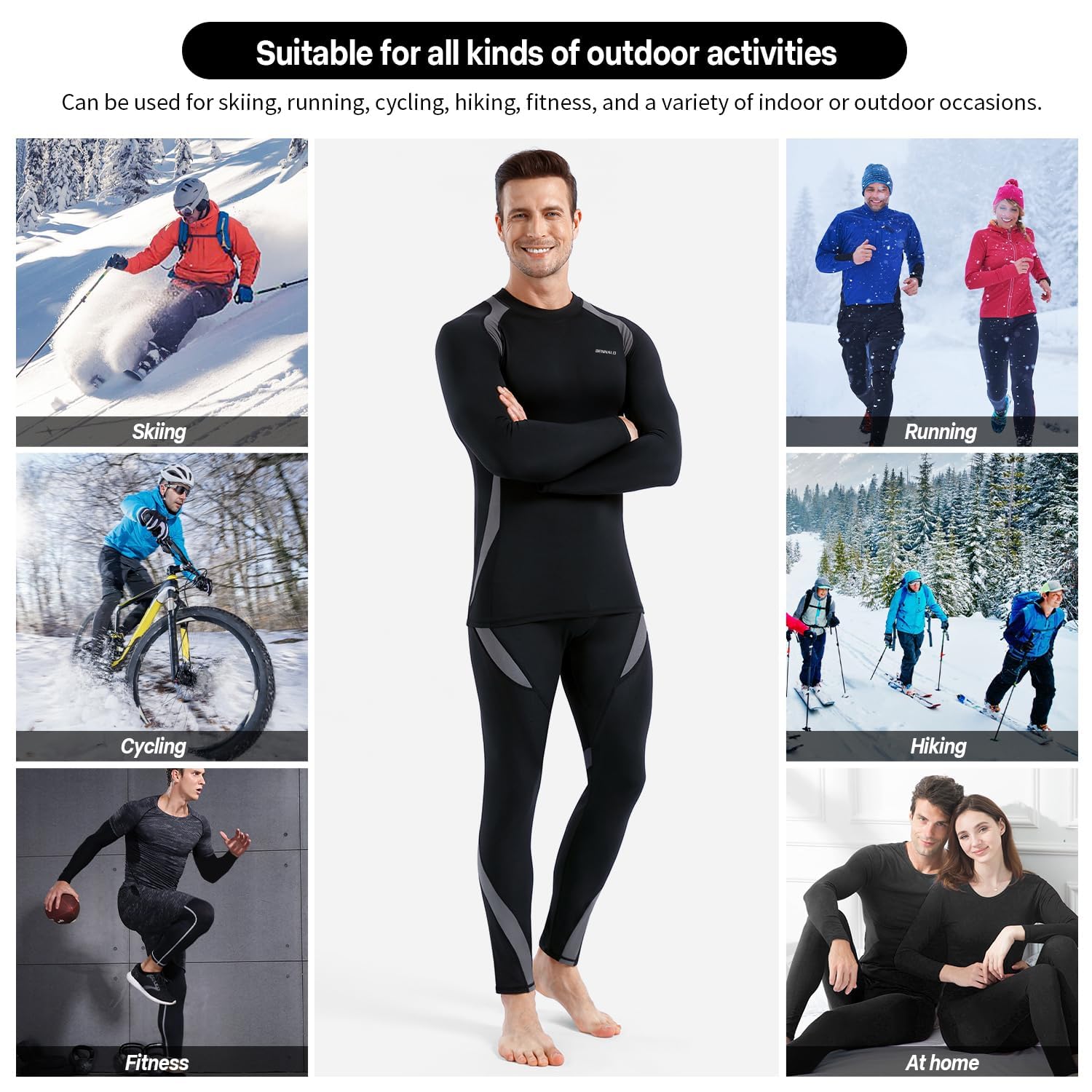 Biancheria Intima Termica Uomo Biancheria Funzionale Uomo con Funzione Quick Dry Sportiva Set di Biancheria