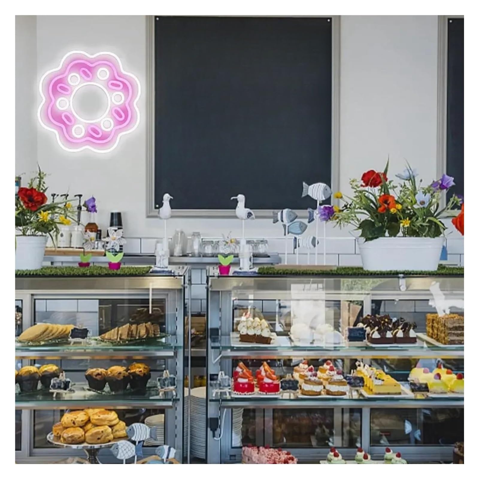 Luces de neón Letreros De Luz Neón Sweet Donuts Alimentados Por USB, Para Tienda, Decoración Colgante Fiesta Cumpleaños 33cm×33cm