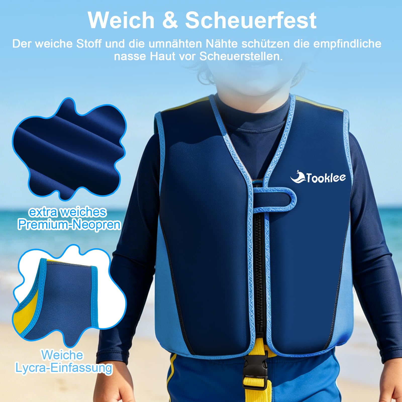 Schwimmweste Kinder TÜV-geprüft, Neopren Schwimmhilfe Kinder, Verstellbar, Leicht und Komfortabel, Unterstützt Schwimmtraining, Schwimmweste Baby ab 1 Jahr für Jungen und Mädchen-01A