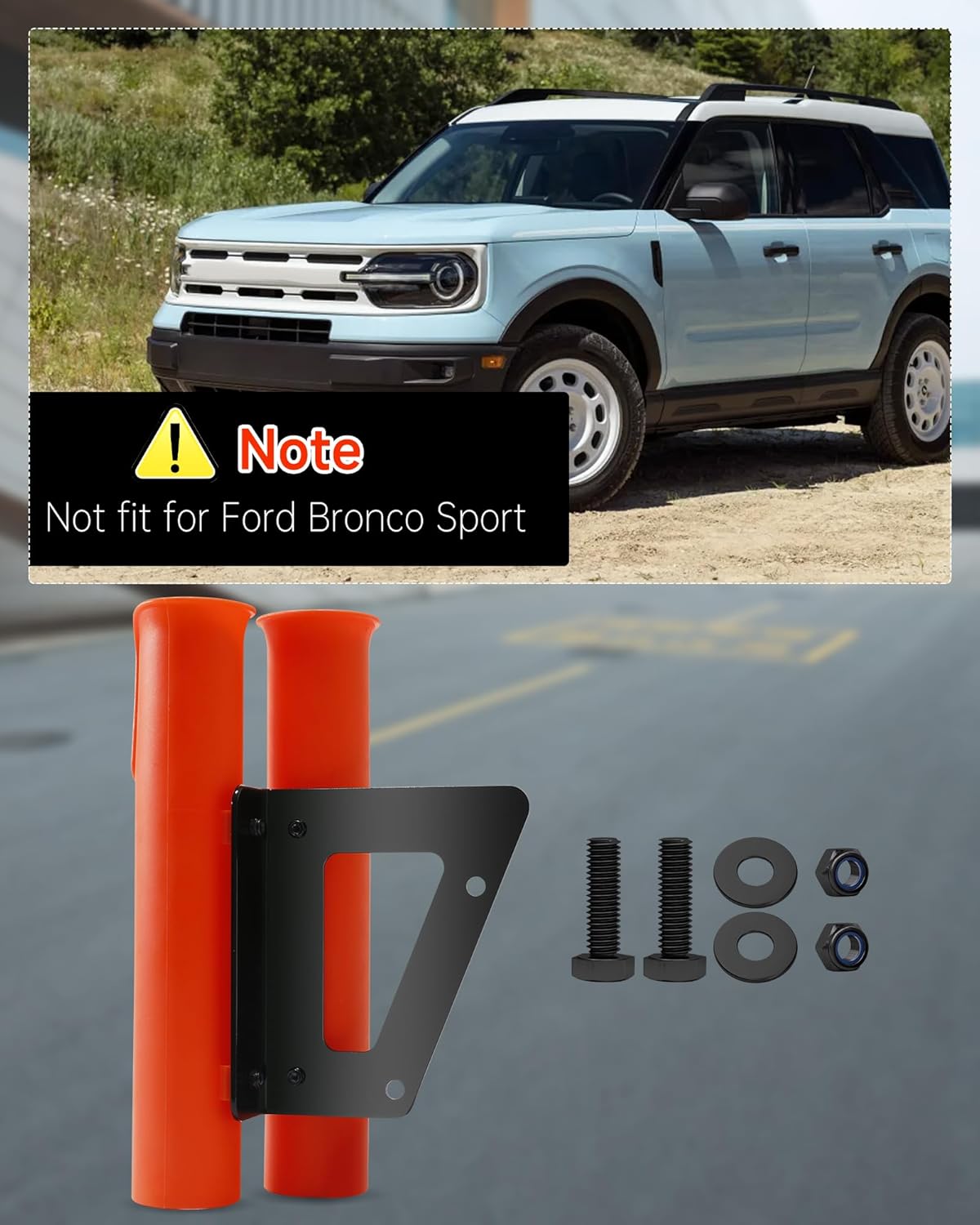 Fishing Rod Holder Kit, Fit for 2021+ Ford Bronco 2/4 Door, Off-Road Stainless Steel Dual Fishing Rod Kit