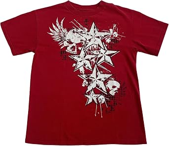 Womens Y2k Graphic Baggy Tees Shirts 2000s Gothic Grunge Emo Tops Fairycore Clothes