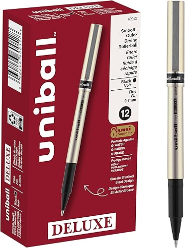uni-ball Bolígrafos de lujo con punta fina 0028in negro 12 unidades