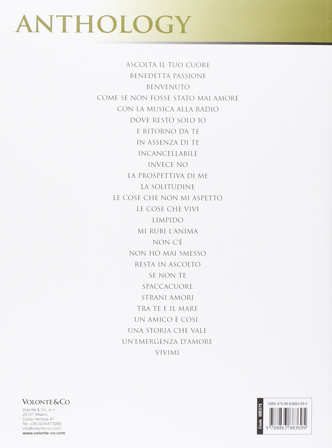 Laura Pausini Anthology Piano Voce Chitarra
