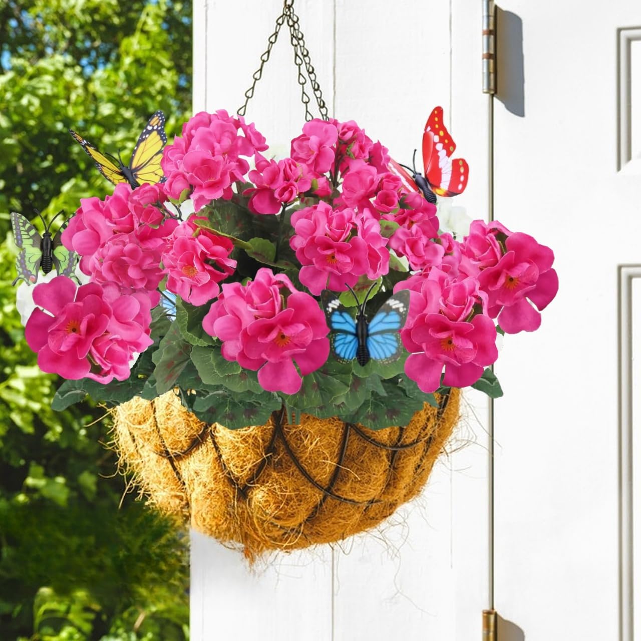 Avoik 4 fasci di fiori artificiali, per esterni, primavera, estate, decorazione finti, fiori di seta, resistenti ai raggi UV, per interni, per giardino, veranda, matrimonio, casa (rosa scuro)
