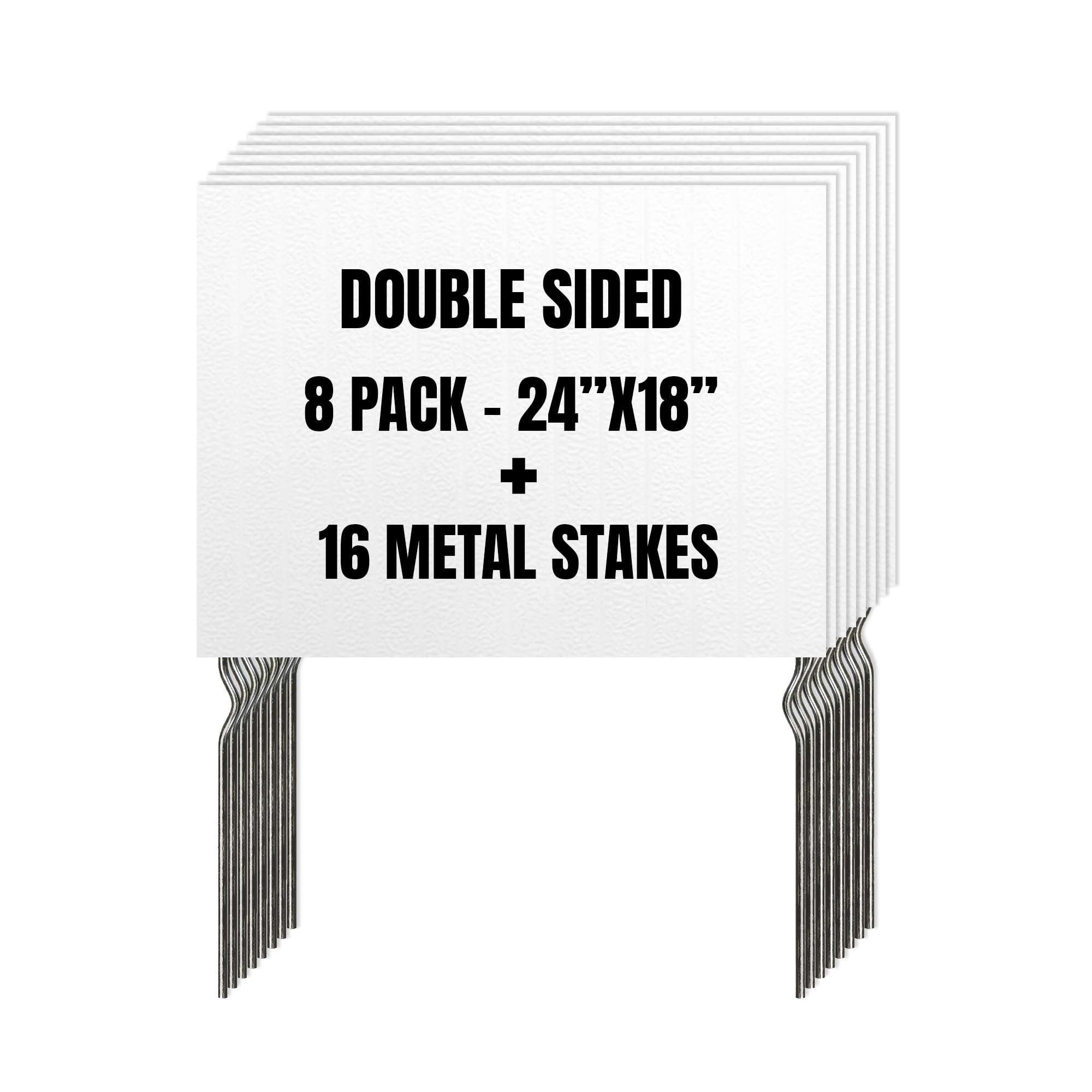 Blank Yard Sign with Metal Stakes (24”x18”) – Heavy-Duty, Weather-Resistant, Ideal for Custom Messages, Business Promotions, Political Campaigns,