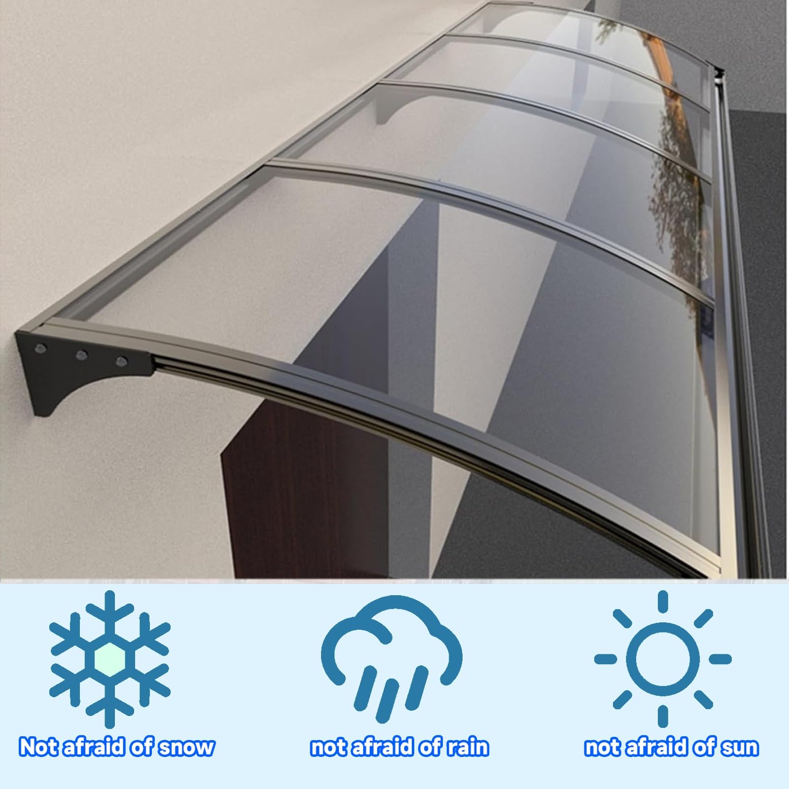 Tenda trasparente per porte e finestre, copertura per riparo dalla pioggia, resistente alle intemperie, ignifuga, carico di neve (90 x 190 cm) per case e aziende