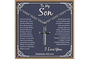 PAERAPAK Son Gifts Cross Necklace Cuban Chain for Him